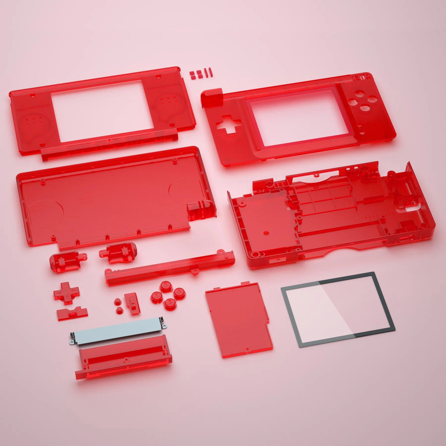 eXtremeRate Replacement Full Housing Shell & Buttons with Screen Lens for Nintendo DS Lite NDSL - Clear Red - Image 6