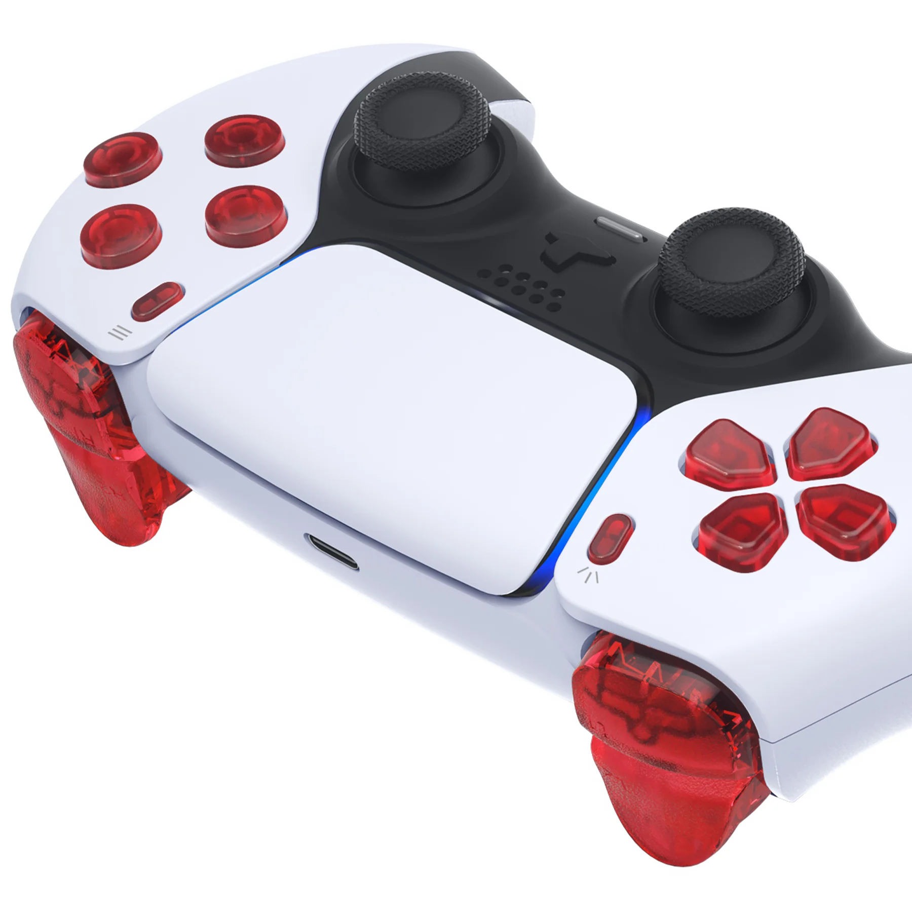 eXtremeRate Replacement Full Set Buttons Compatible with PS5 Controller BDM-010/020 - Clear Red - Image 6