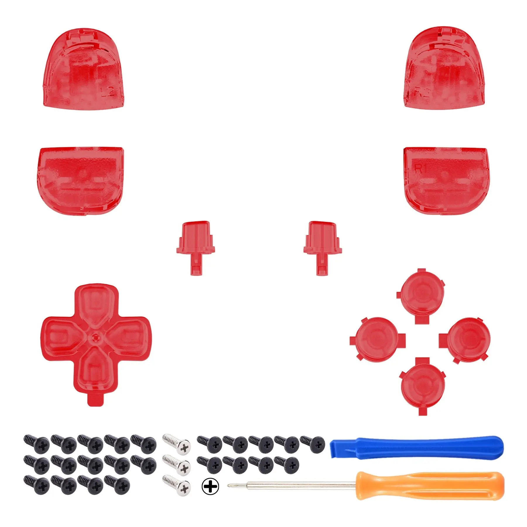 eXtremeRate Replacement Full Set Buttons Compatible with PS5 Controller BDM-010/020 - Clear Red - Image 8