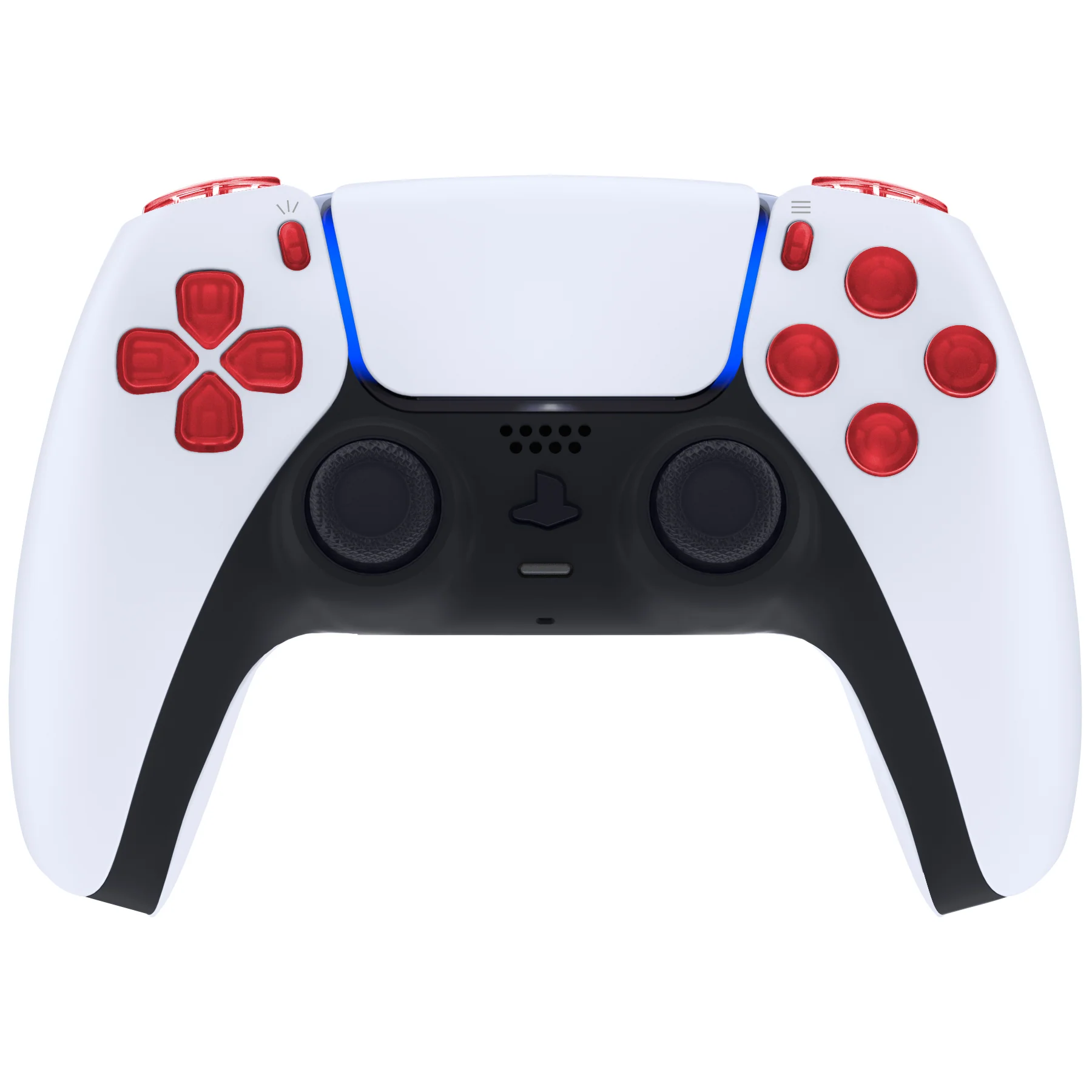 eXtremeRate Replacement Full Set Buttons Compatible with PS5 Controller BDM-030/040/050/060 - Clear Red - Image 4