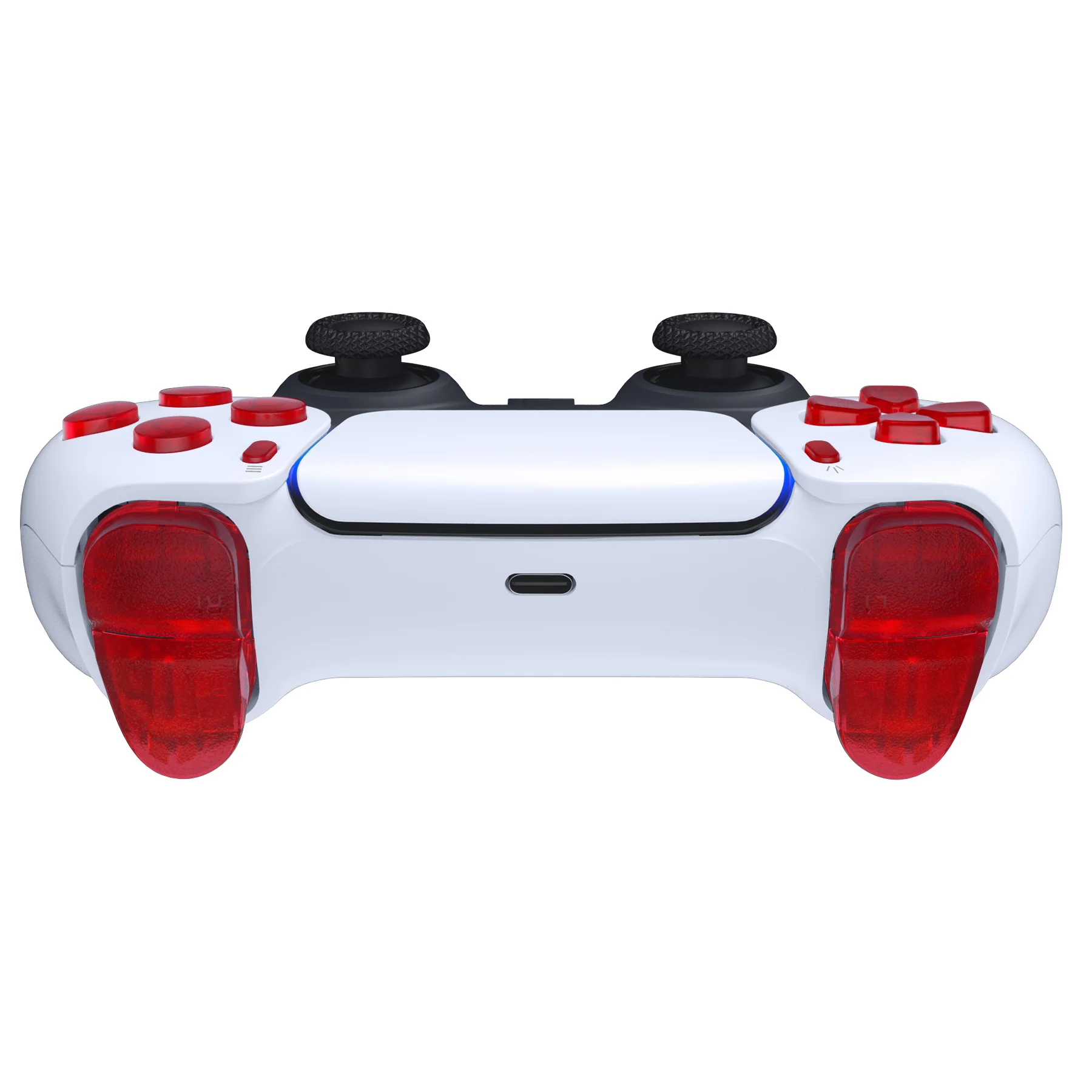 eXtremeRate Replacement Full Set Buttons Compatible with PS5 Controller BDM-030/040/050/060 - Clear Red - Image 8