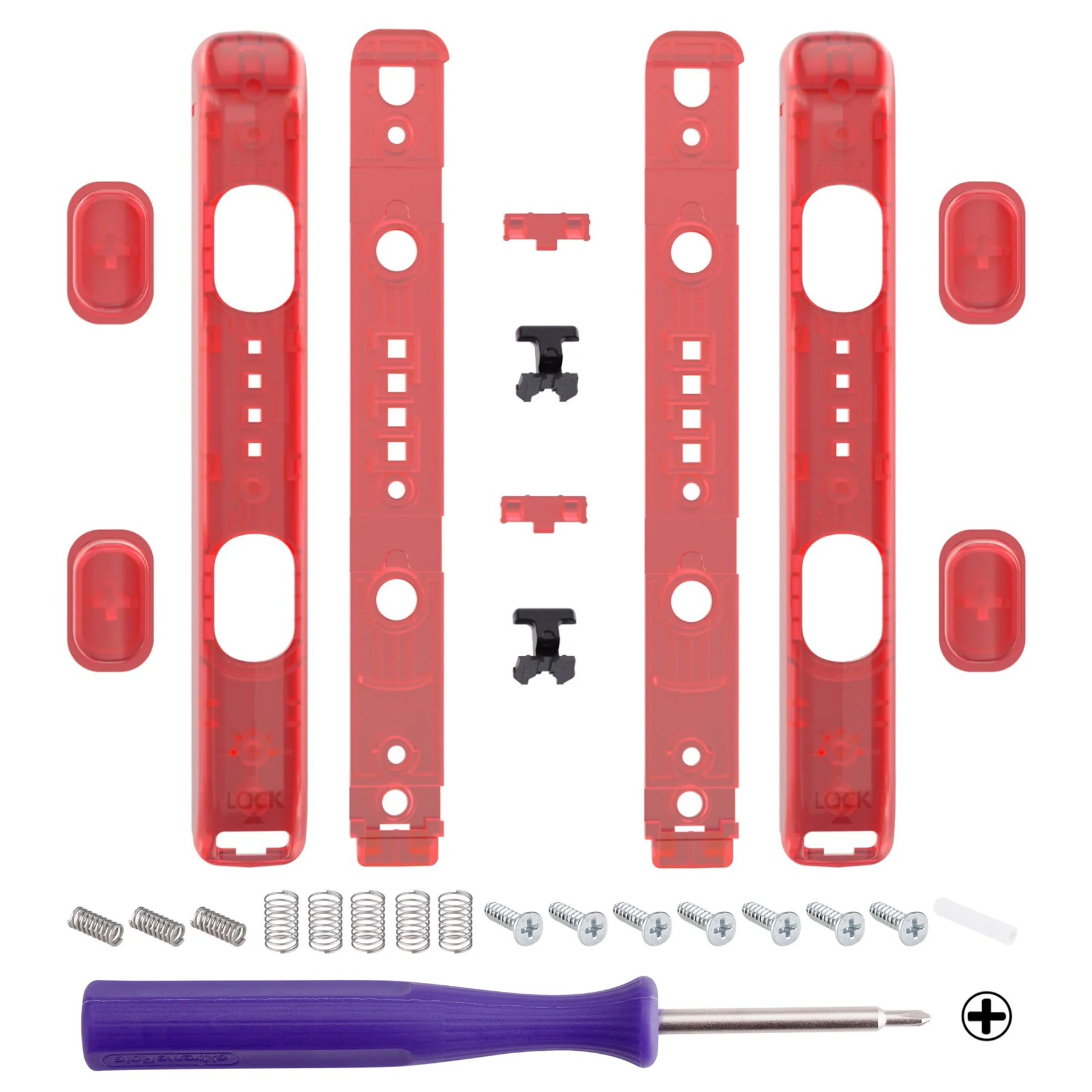 eXtremeRate 2 Pack Custom Replacement shell for Joycon Strap of NS Switch - Clear Red - Image 2