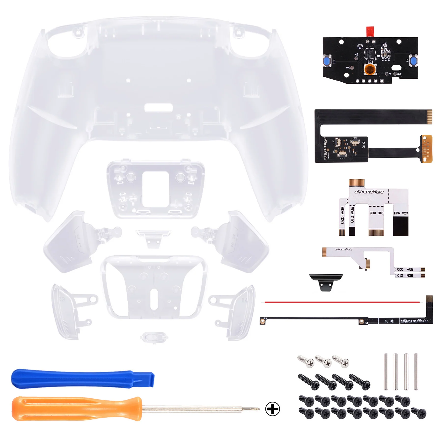 eXtremeRate Remappable RISE4 Remap Kit for PS5 Controller BDM-010/020 - Clear - Image 2