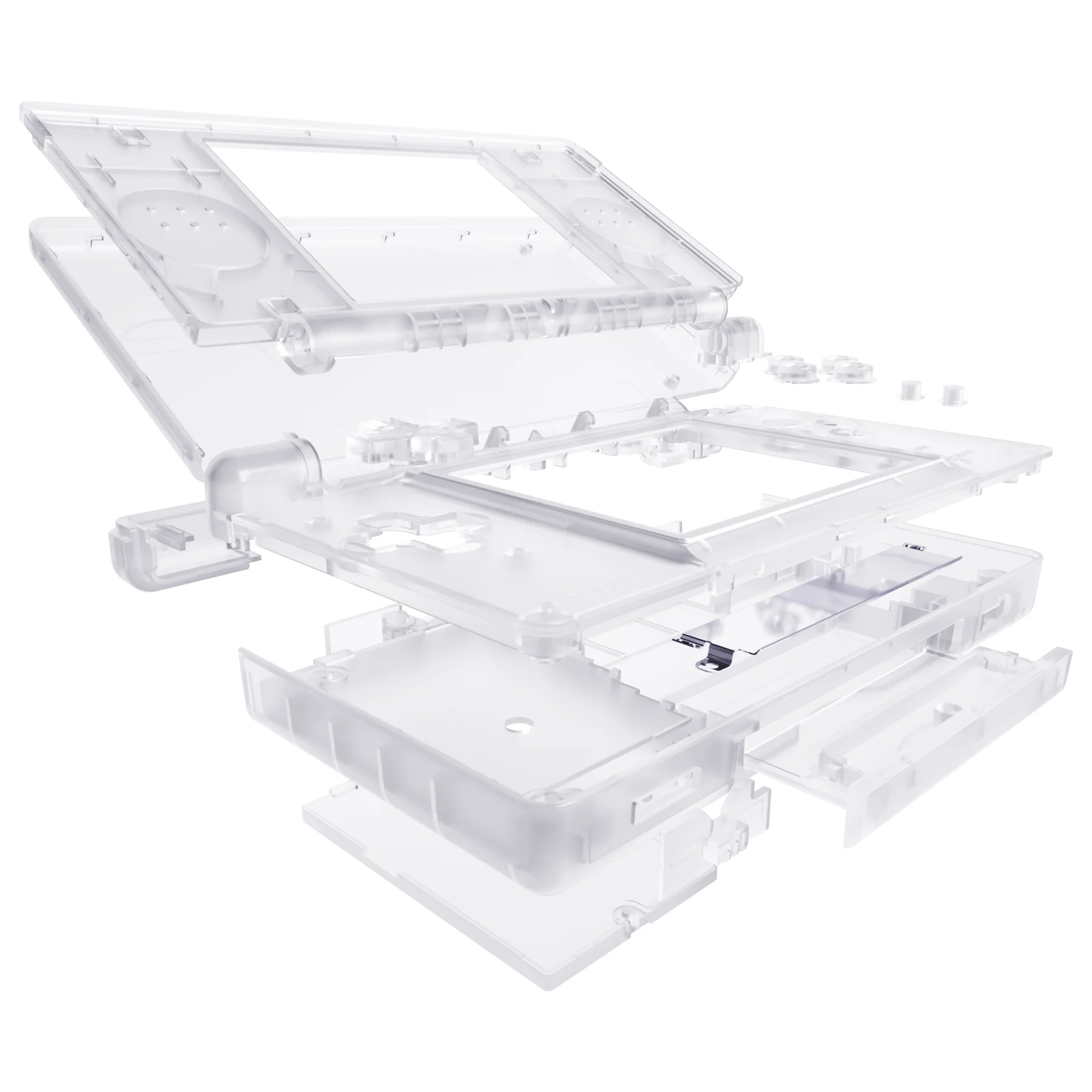 eXtremeRate Replacement Full Housing Shell & Buttons with Screen Lens for Nintendo DS Lite NDSL - Transparent Clear - Image 4