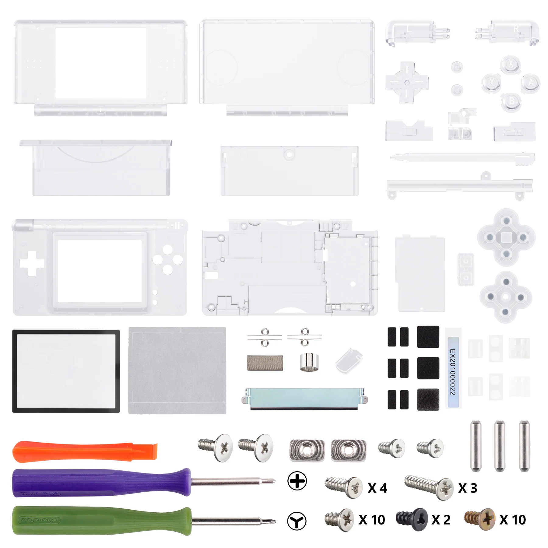 eXtremeRate Replacement Full Housing Shell & Buttons with Screen Lens for Nintendo DS Lite NDSL - Transparent Clear - Image 5