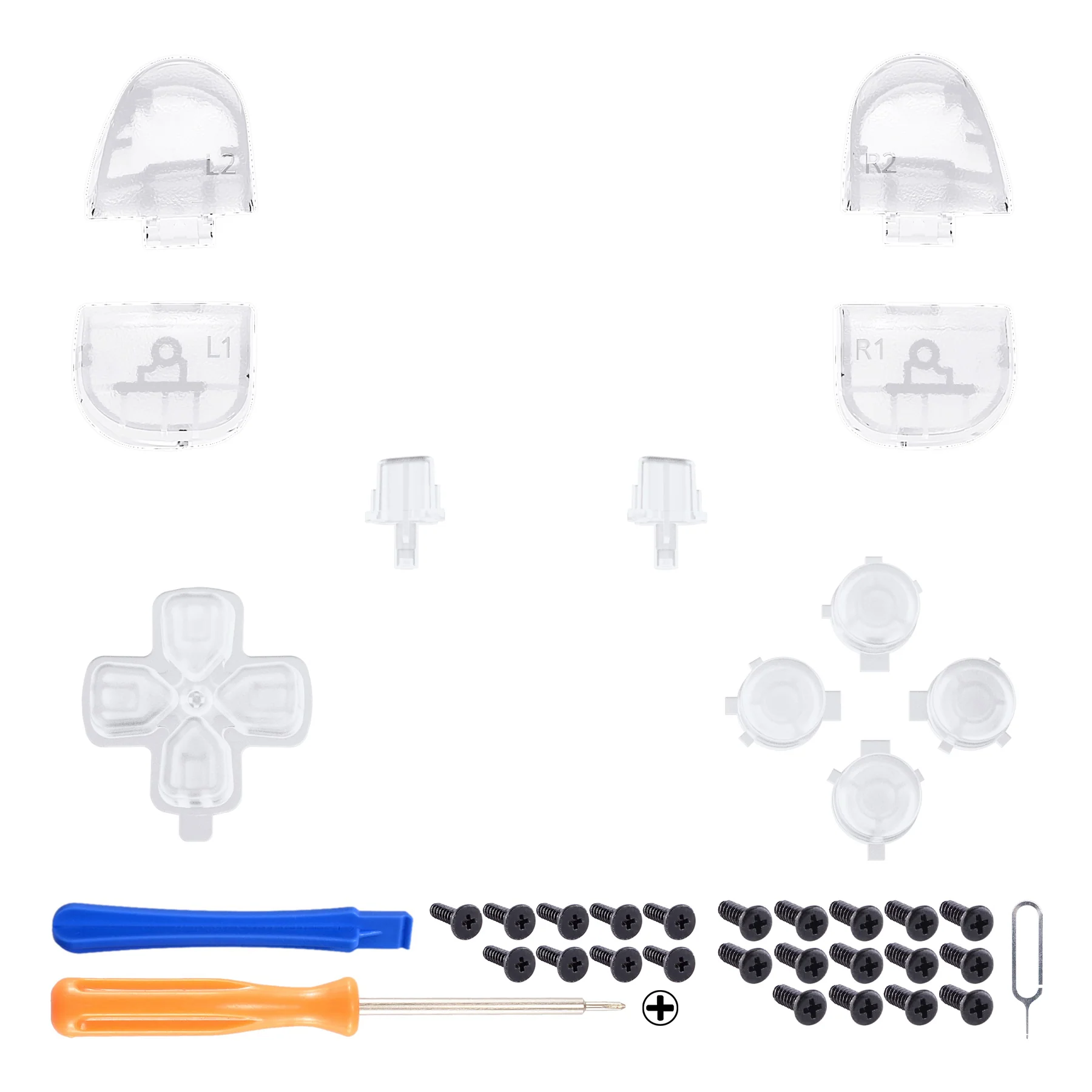 eXtremeRate Replacement Full Set Buttons Compatible with PS5 Controller BDM-030/040/050/060 - Clear - Image 2