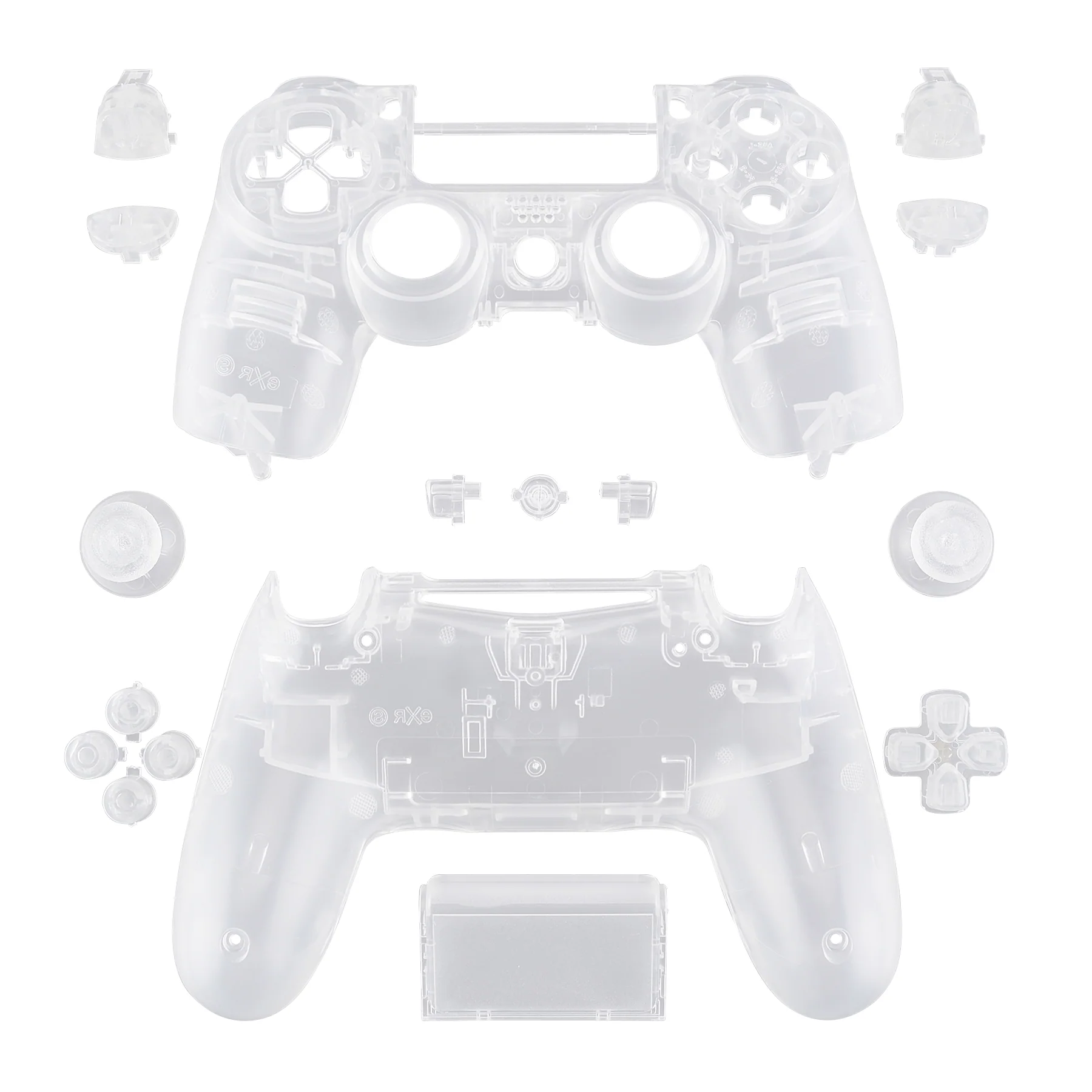 eXtremeRate Replacement Full Set Shell with Buttons for PS4 Slim Pro Controller Controller (CUH-ZCT2 JDM-040/050/055) - Clear - Image 8