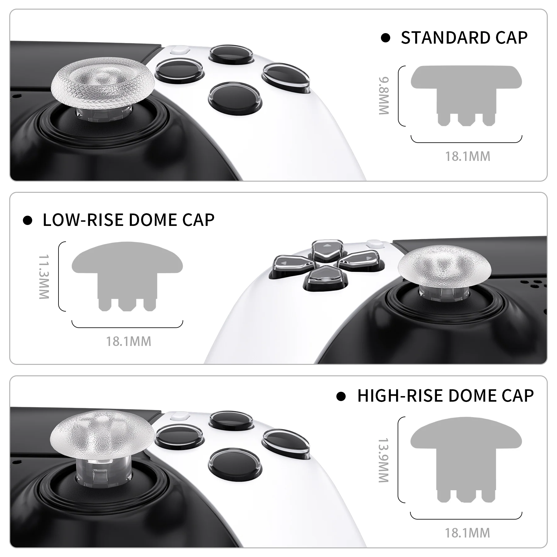 eXtremeRate Replacement Swappable Thumbsticks for PS5 Edge Controller - Clear - Image 3