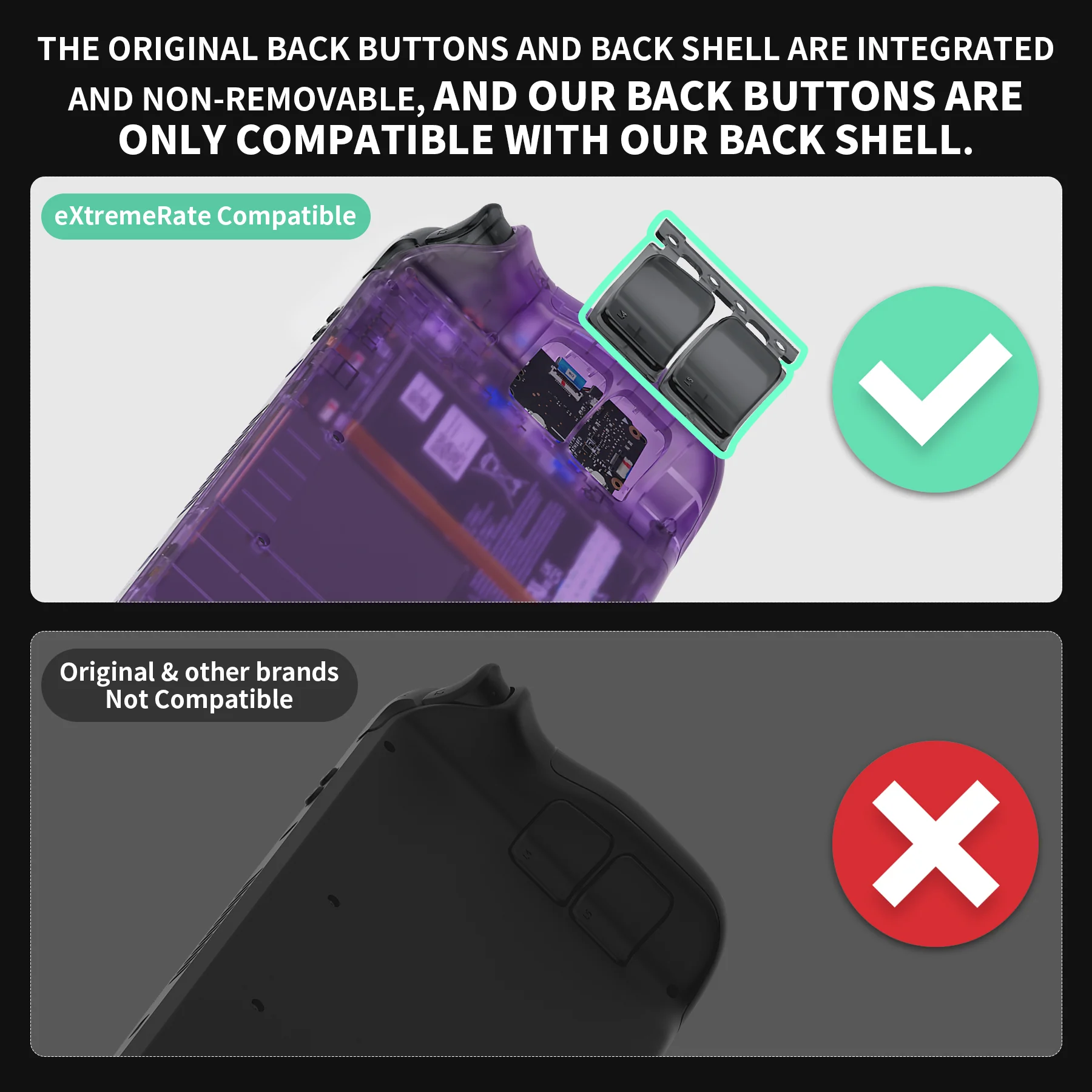 eXtremeRate Replacement Full Set Buttons for Steam Deck LCD - Clear Slate Black - Image 4