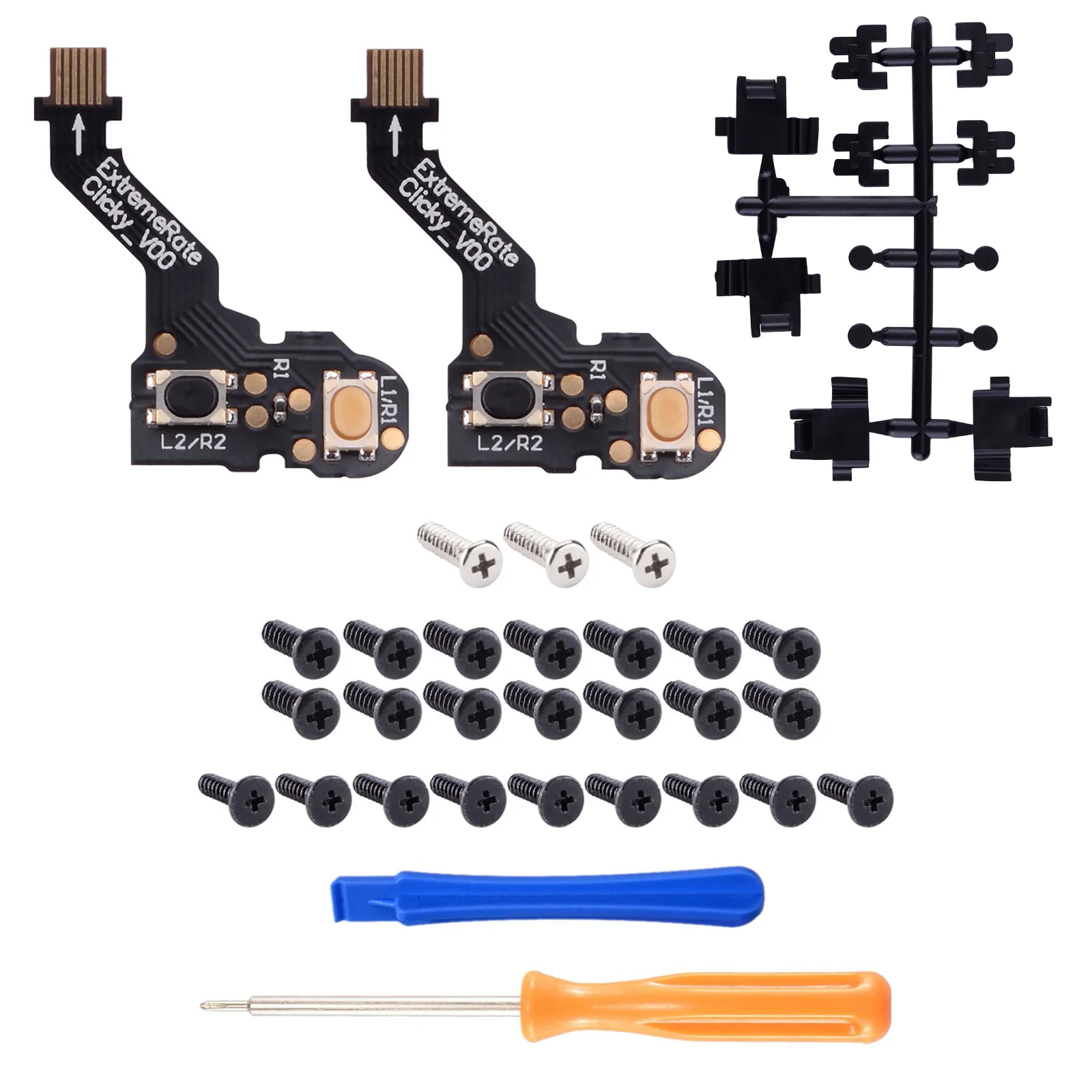 eXtremeRate Clicky Hair Trigger Kit for PS5 Controller BDM-010 & BDM-020 Shoulder Buttons, Custom Flashshot Trigger Stop Flex Cable for PS5 Controller - Image 2