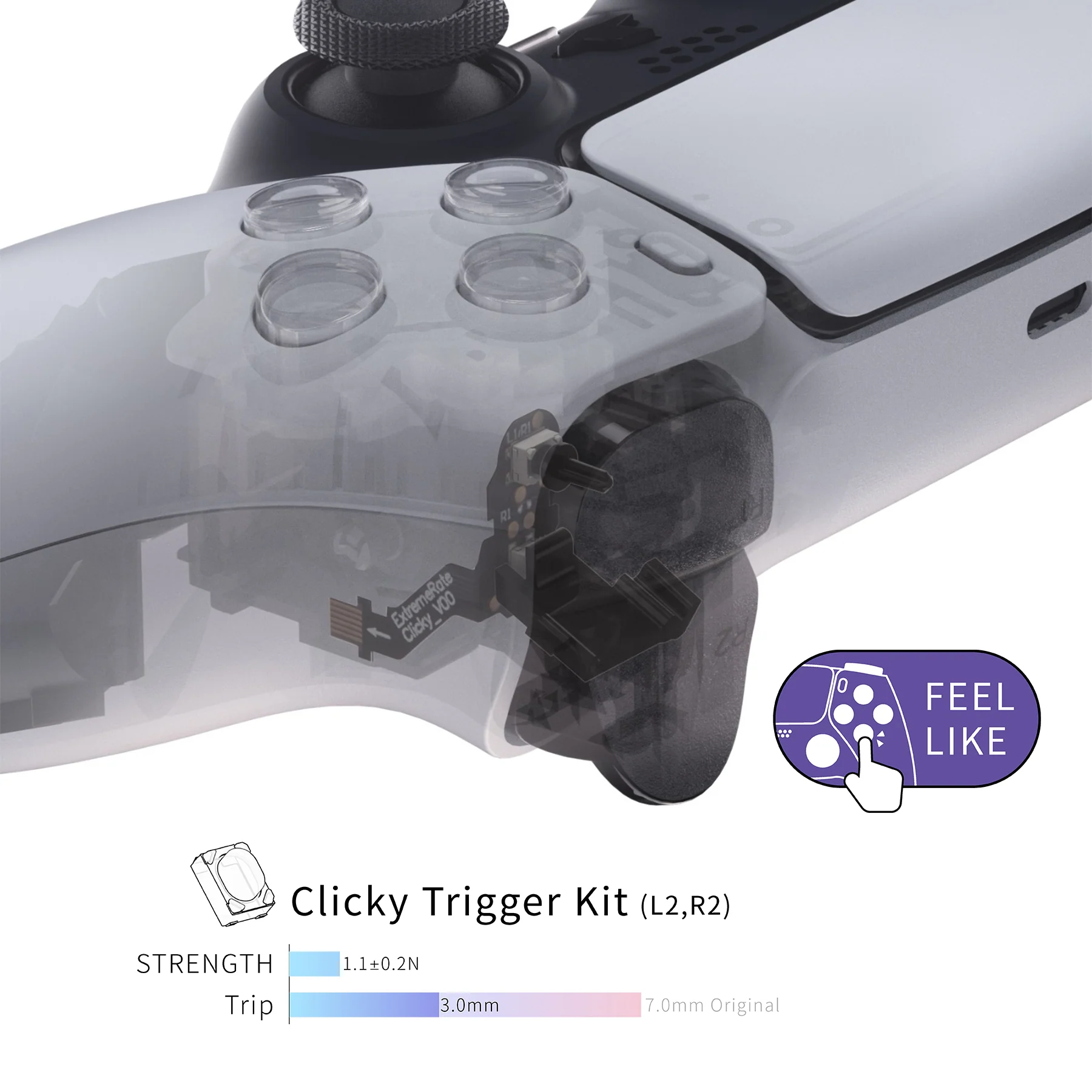 eXtremeRate Clicky Hair Trigger Kit for PS5 Controller BDM-010 & BDM-020 Shoulder Buttons, Custom Flashshot Trigger Stop Flex Cable for PS5 Controller - Image 6