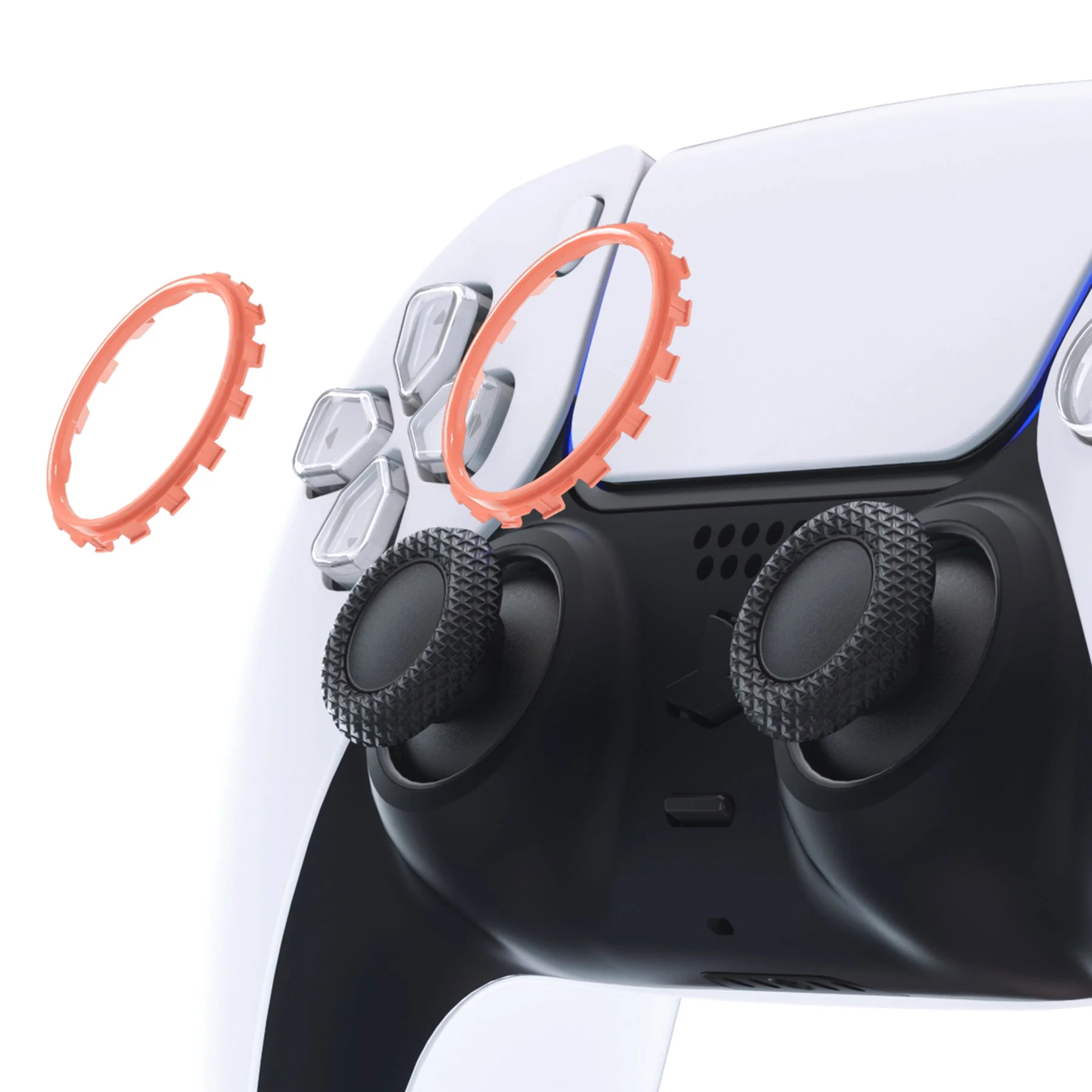 eXtremeRate Custom Replacement Accent Rings for PS5 Controller - Coral - Image 4