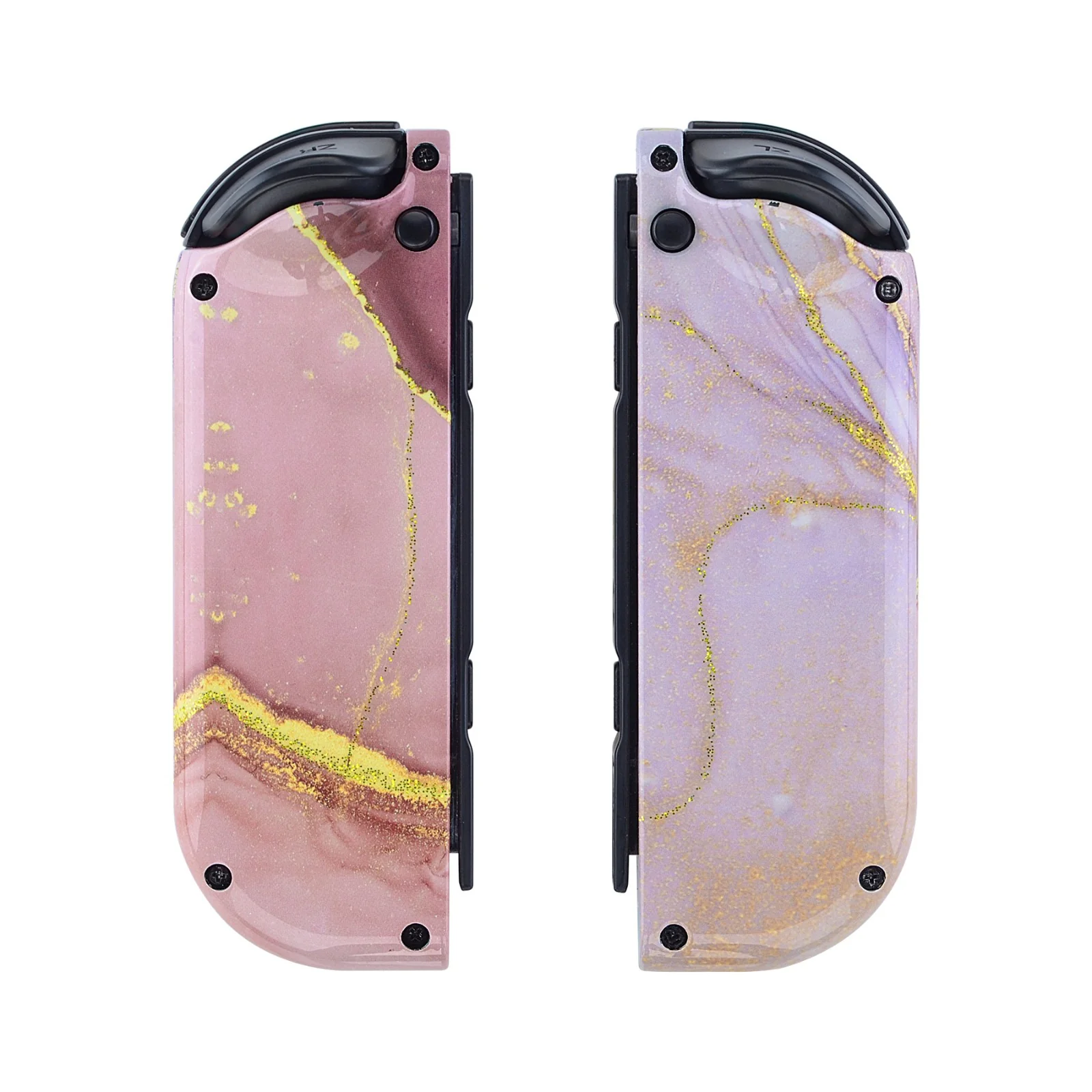 eXtremeRate Replacement Full Set Shell Case with Buttons for Joycon of NS Switch - Cosmic Pink Gold Marble Effect - Image 8