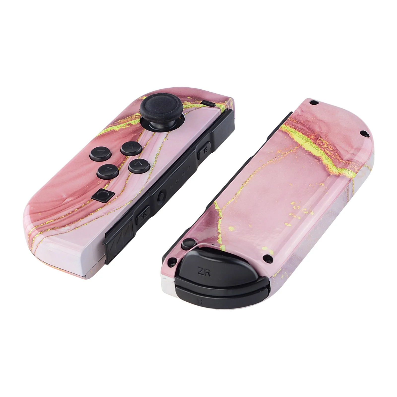 eXtremeRate Replacement Full Set Shell Case with Buttons for Joycon of NS Switch - Cosmic Pink Gold Marble Effect - Image 9