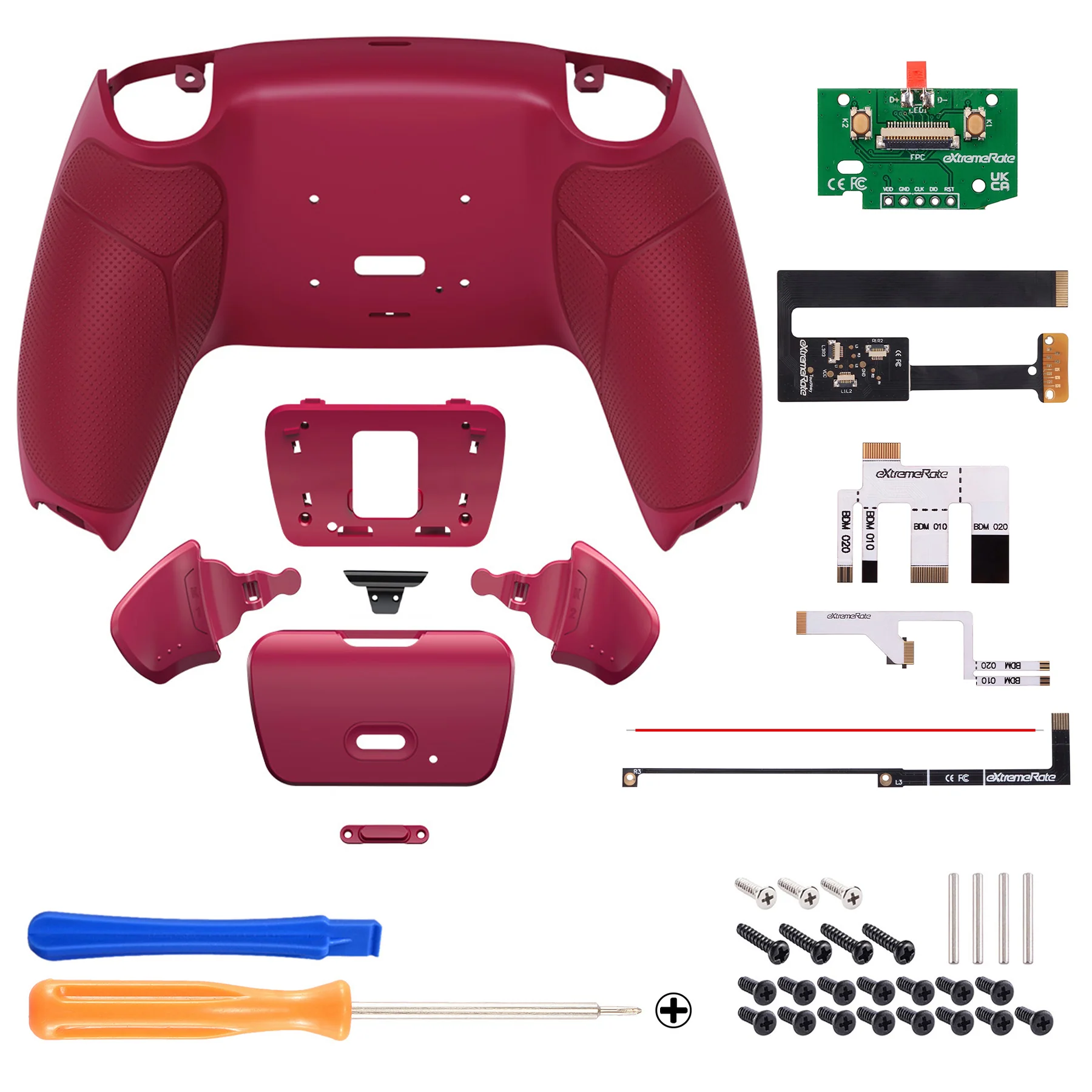 eXtremeRate Remappable Rise 2.0 Remap Kit for PS5 Controller BDM-010 & BDM-020 - Rubberized Cosmic Red - Image 2
