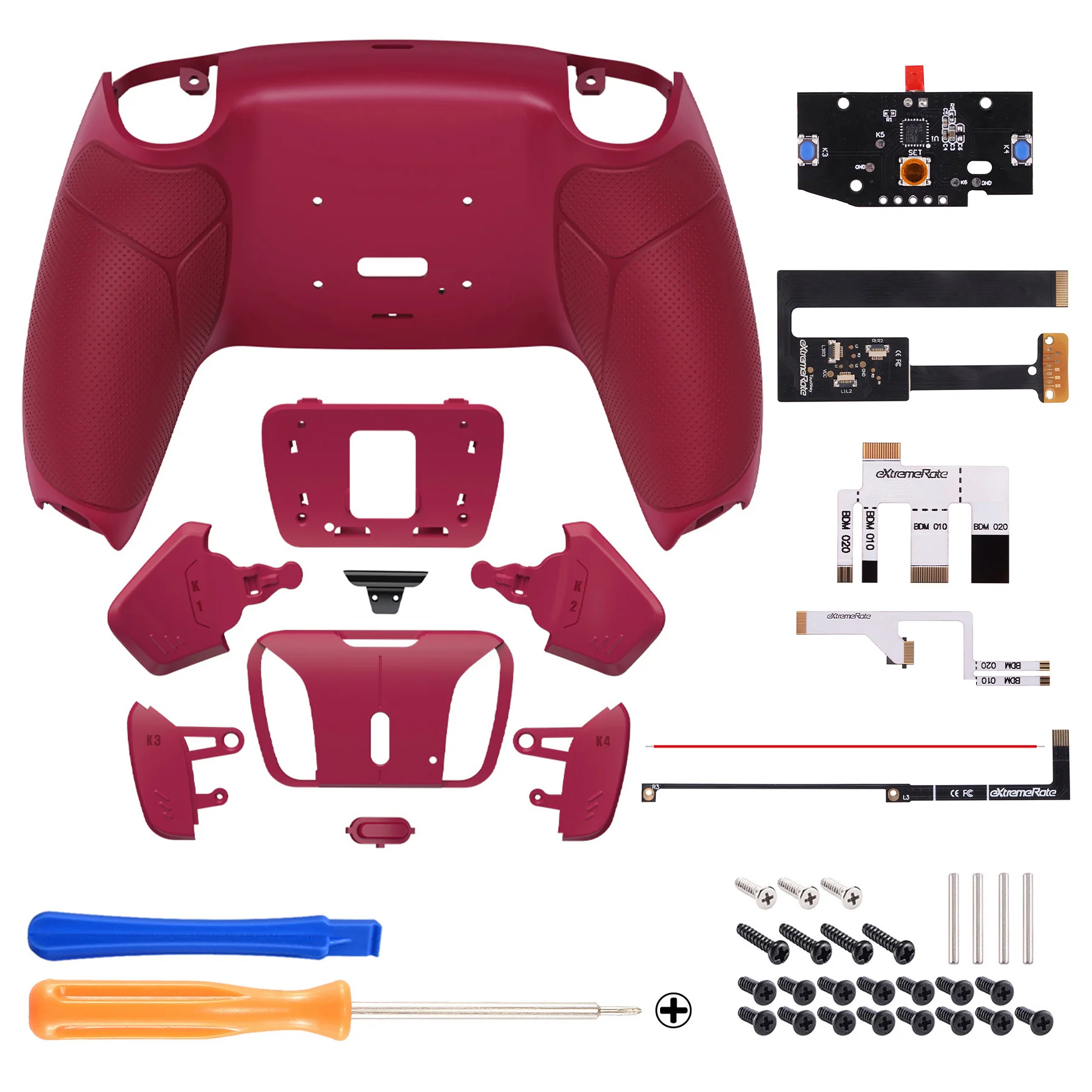 eXtremeRate Remappable RISE4 Remap Kit for PS5 Controller BDM-010/020 - Rubberized Cosmic Red - Image 2