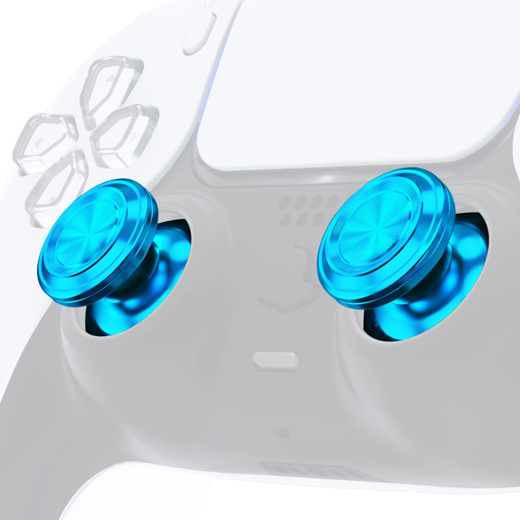 eXtremeRate Replacement Aluminum Metal Thumbsticks Compatible with PS5 & PS4 Controller - Blue - Image 2