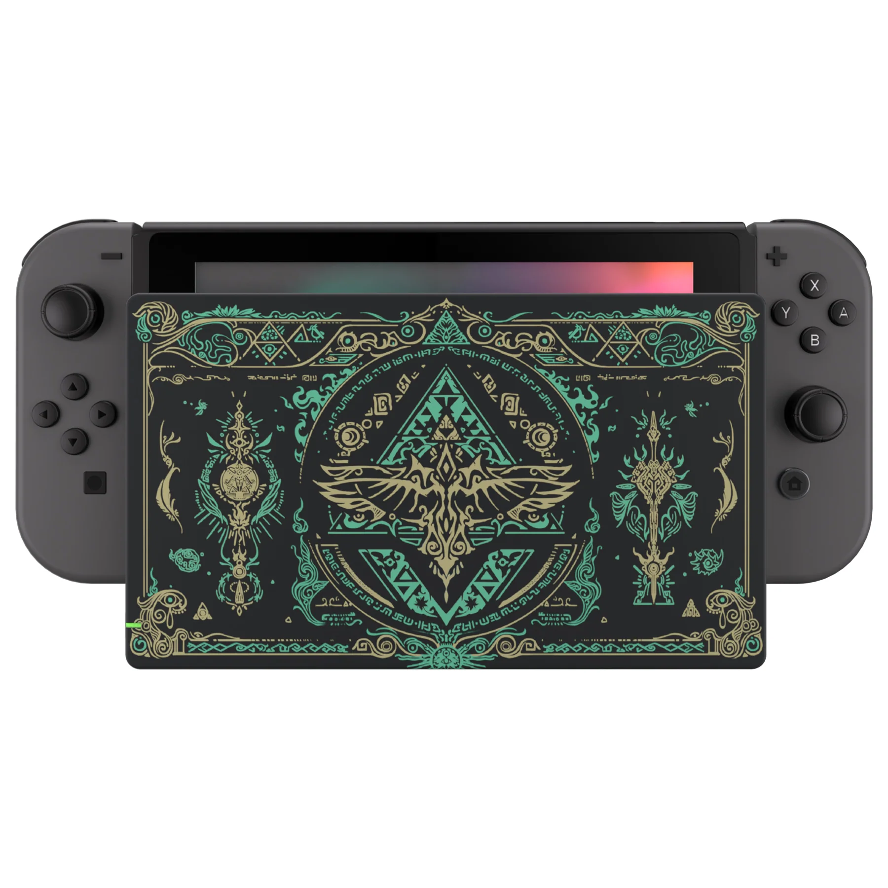 eXtremeRate Custom Replacement Faceplate for Nintendo Switch Charging Dock - Glow in Dark - Totem of Kingdom Black - Image 7