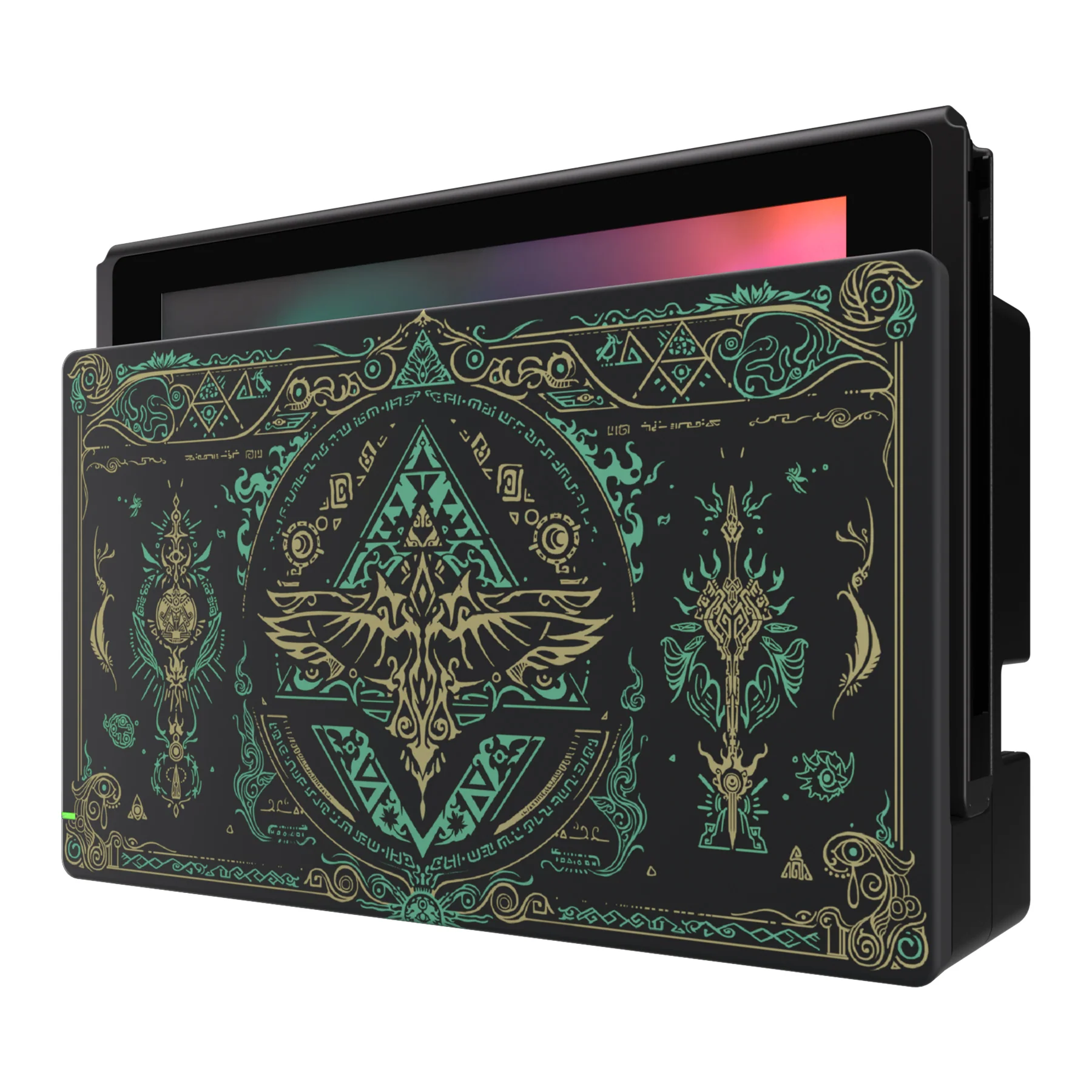 eXtremeRate Custom Replacement Faceplate for Nintendo Switch Charging Dock - Glow in Dark - Totem of Kingdom Black - Image 9