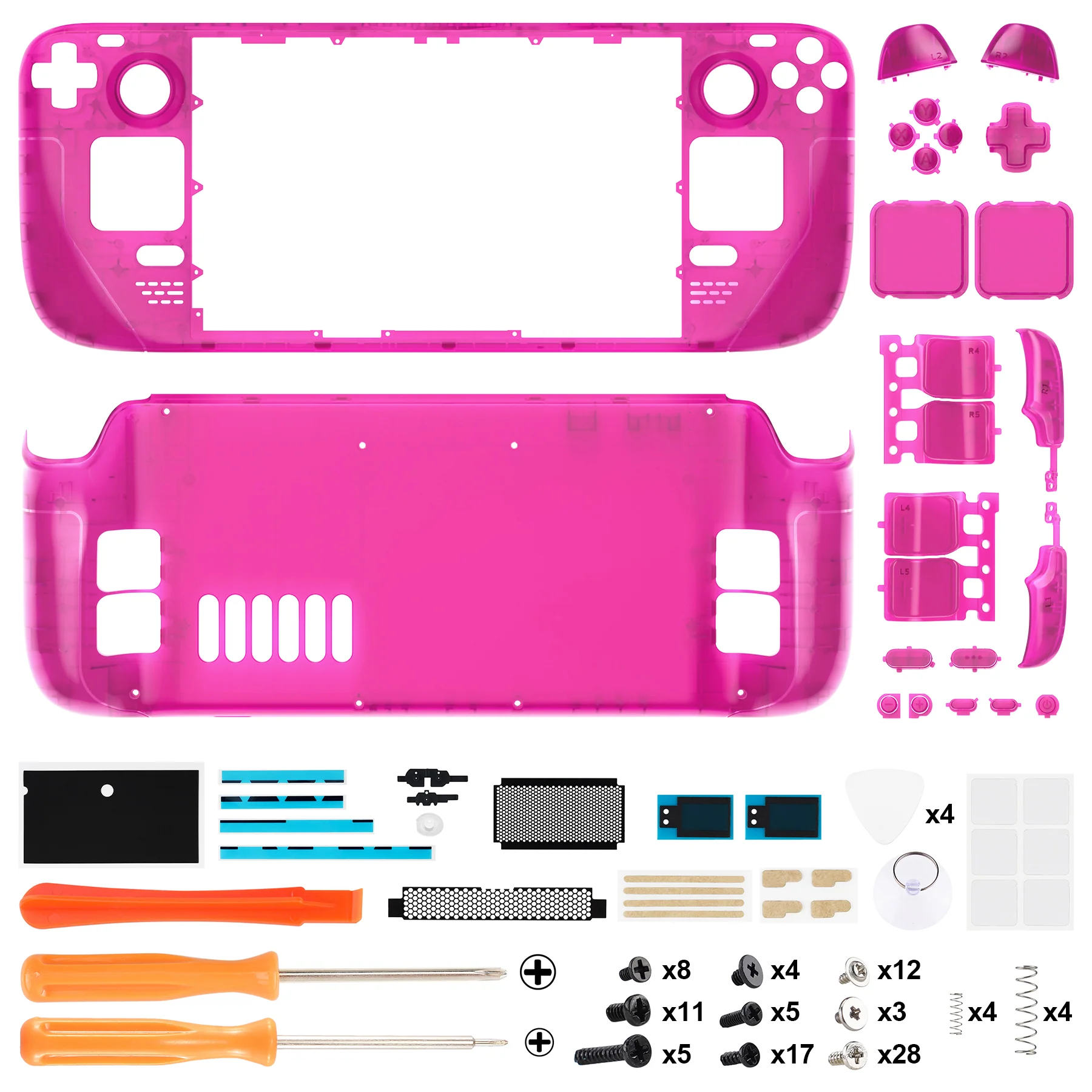 eXtremeRate Custom Full Set Shell with Buttons for Steam Deck LCD - Clear Candy Pink - Image 4
