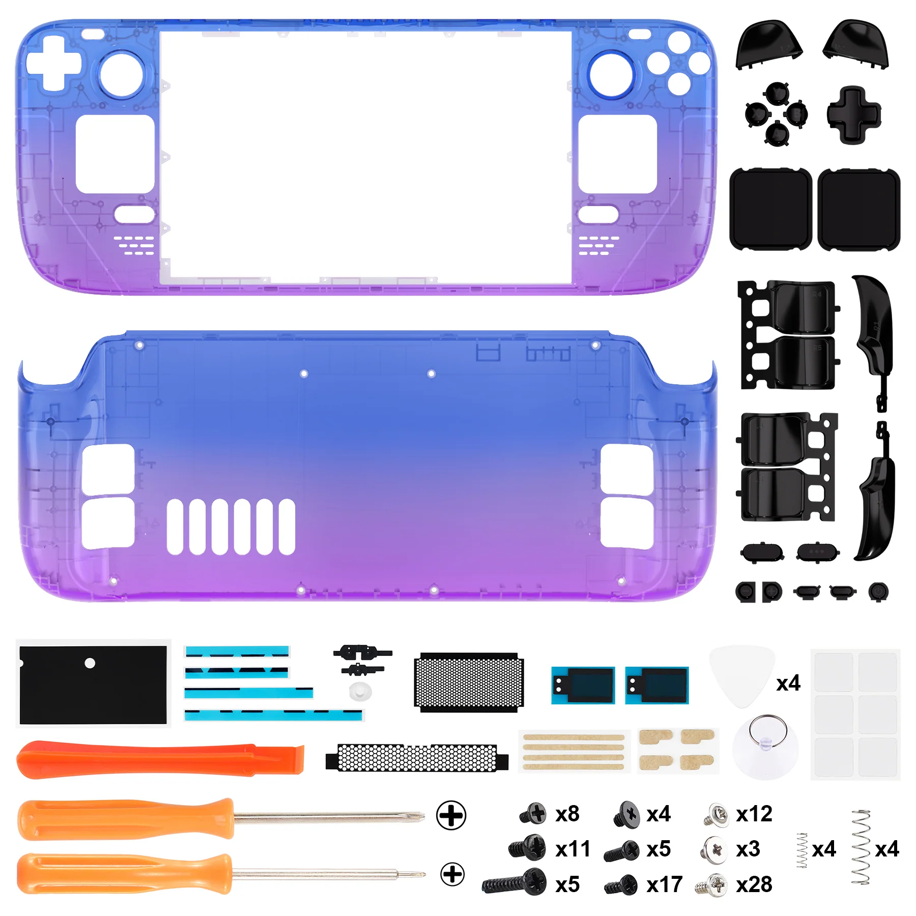 eXtremeRate Custom Full Set Shell with Buttons for Steam Deck LCD - Gradient Translucent Bluebell - Image 4