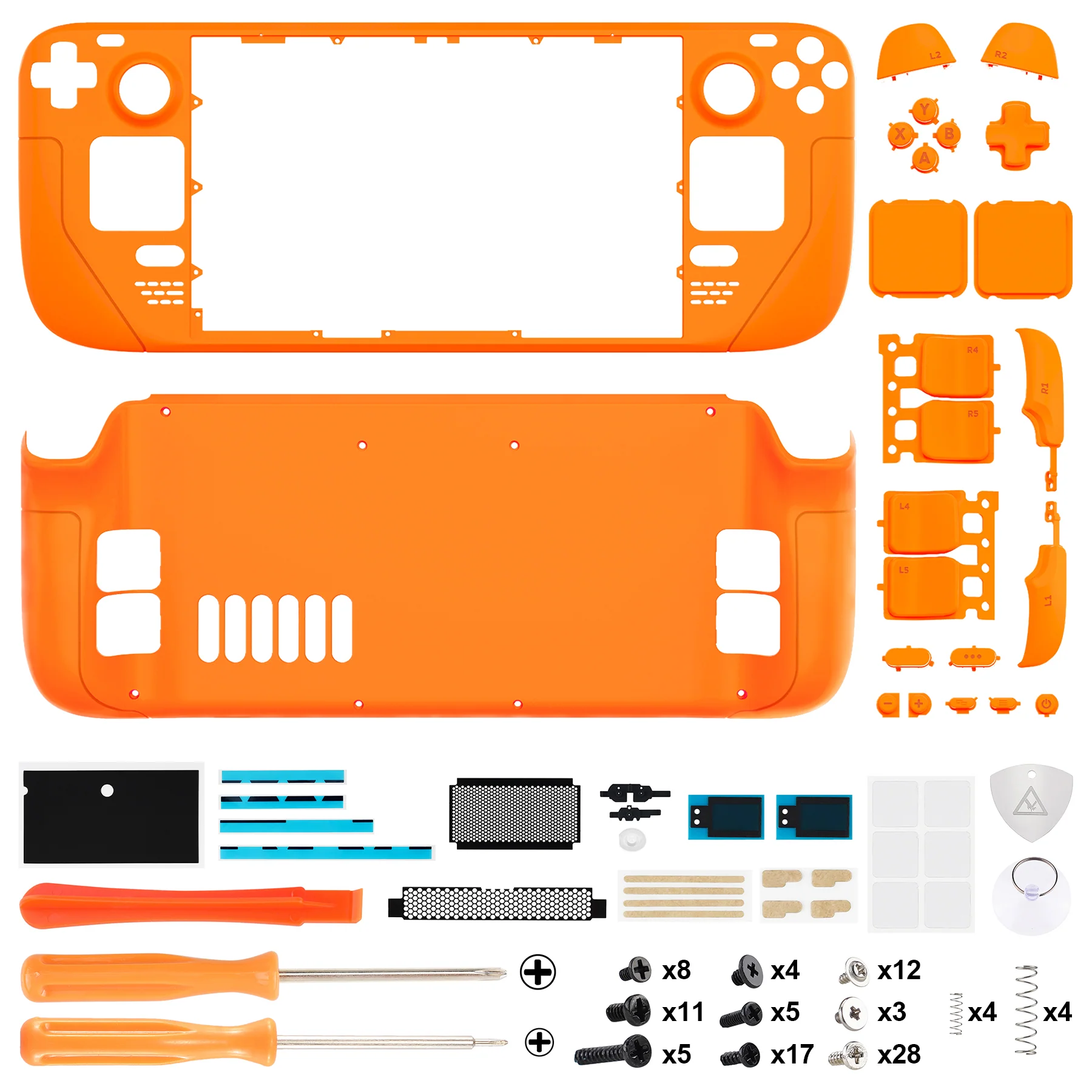 eXtremeRate Custom Full Set Shell with Buttons for Steam Deck LCD - Royal Orange - Image 4