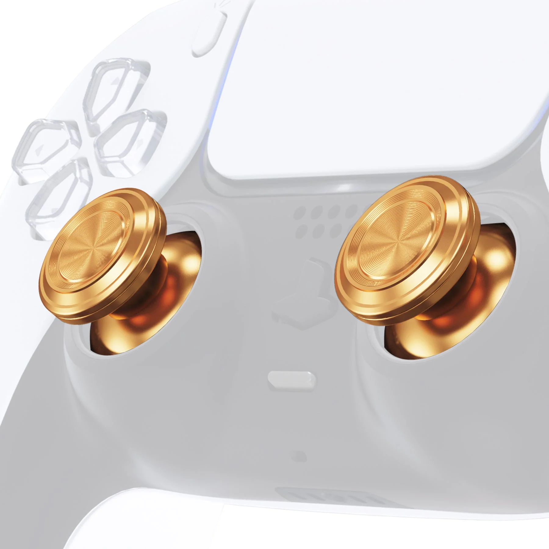 eXtremeRate Replacement Aluminum Metal Thumbsticks Compatible with PS5 & PS4 Controller - Gold - Image 2