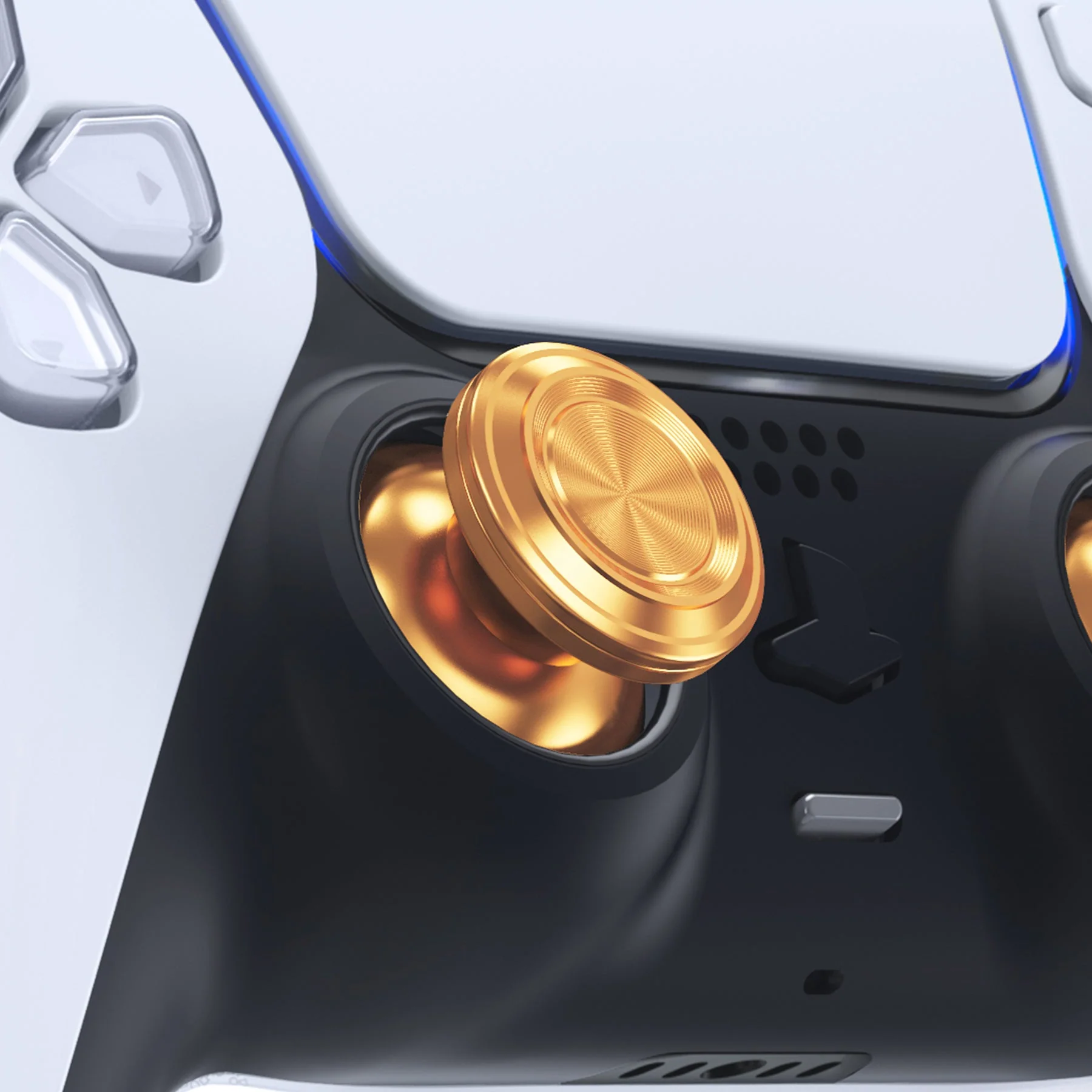eXtremeRate Replacement Aluminum Metal Thumbsticks Compatible with PS5 & PS4 Controller - Gold - Image 4
