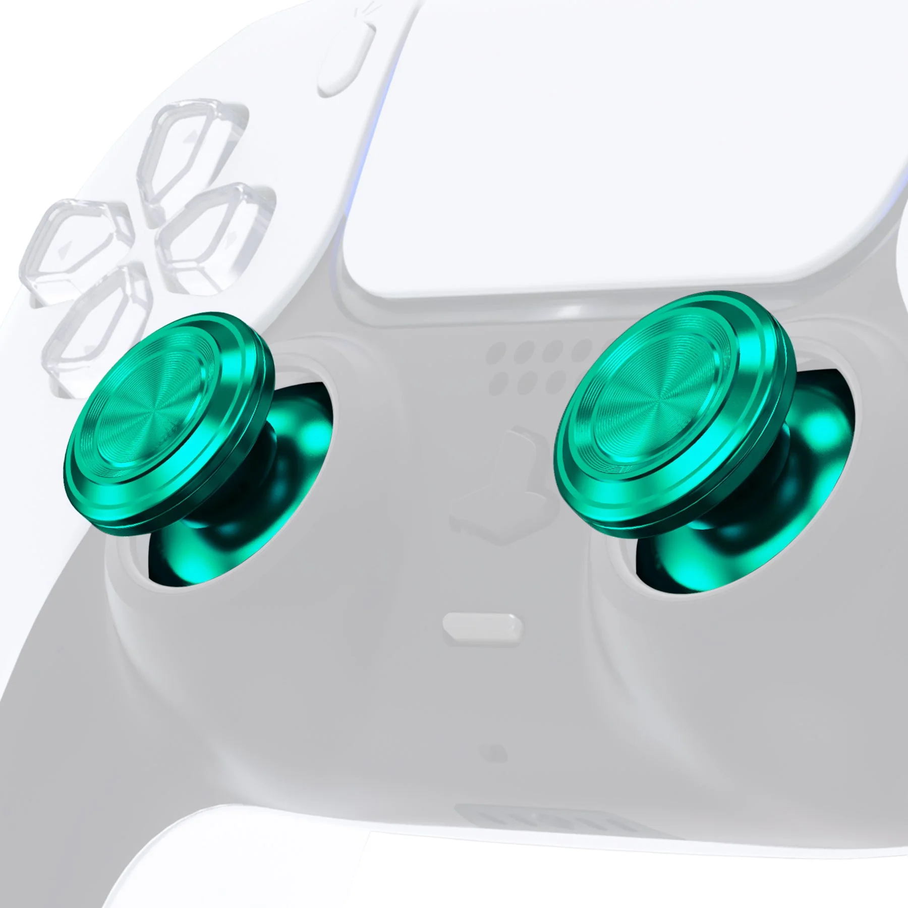 eXtremeRate Replacement Aluminum Metal Thumbsticks Compatible with PS5 & PS4 Controller - Green - Image 2