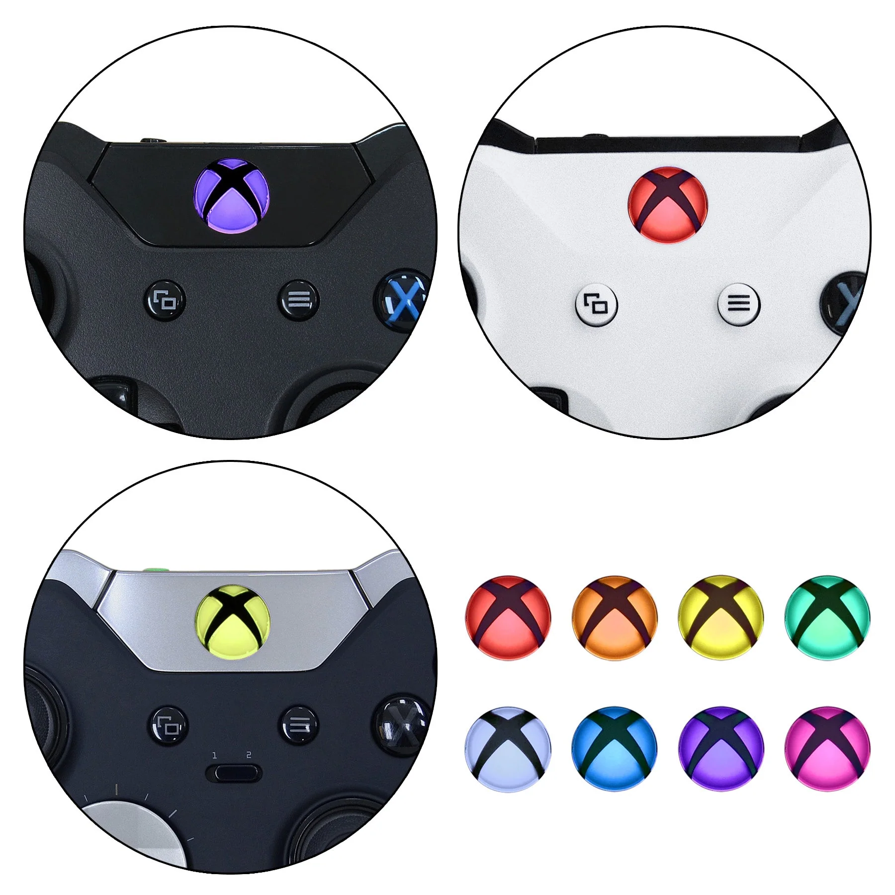 eXtremeRate Custom Home Guide Button LED Mod Stickers for Xbox Series X/S & Xbox One Elite V1/V2 & Xbox One X/S & Xbox One Standard Controller - 40pcs in 8 Colors - Image 3