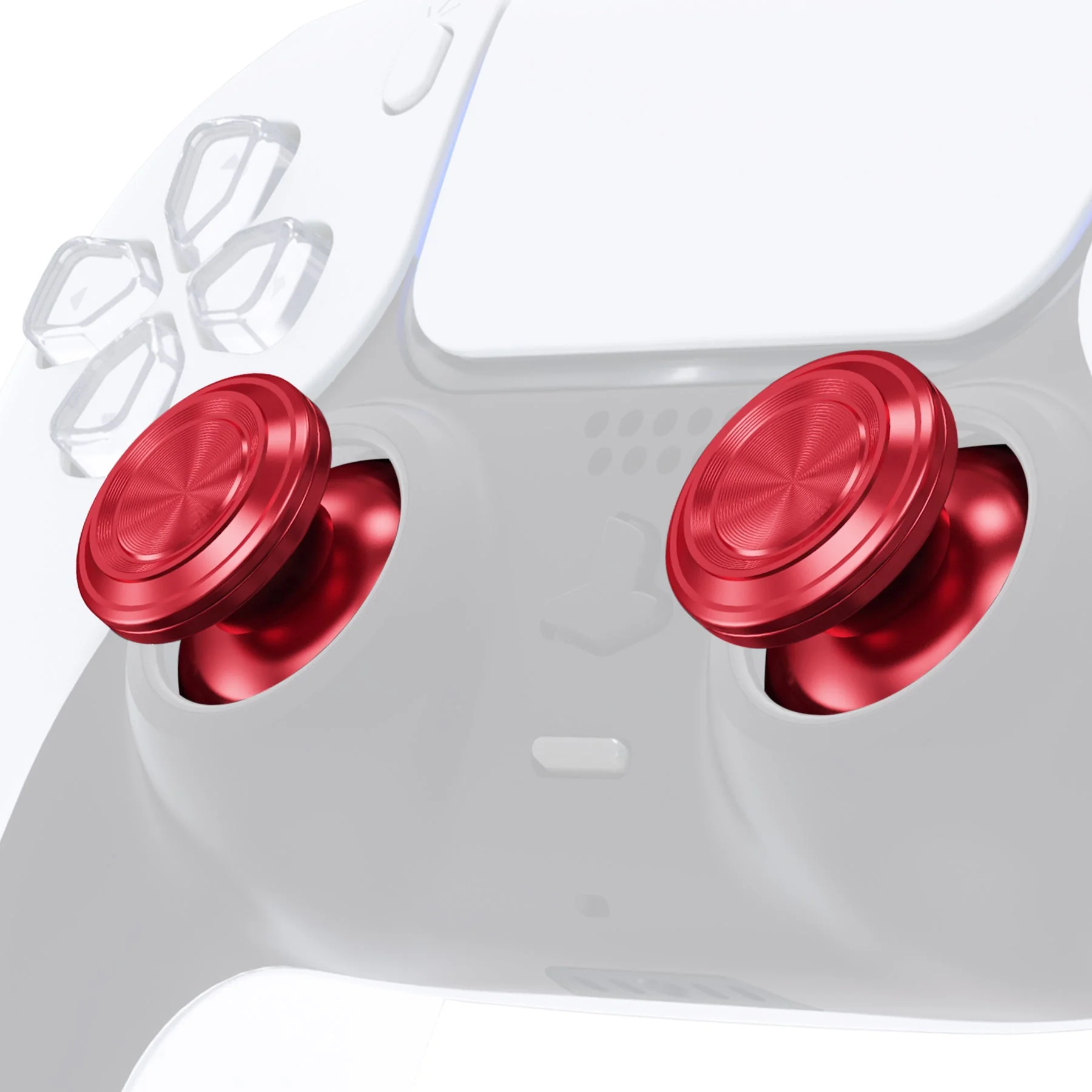 eXtremeRate Replacement Aluminum Metal Thumbsticks Compatible with PS5 & PS4 Controller - Red - Image 2