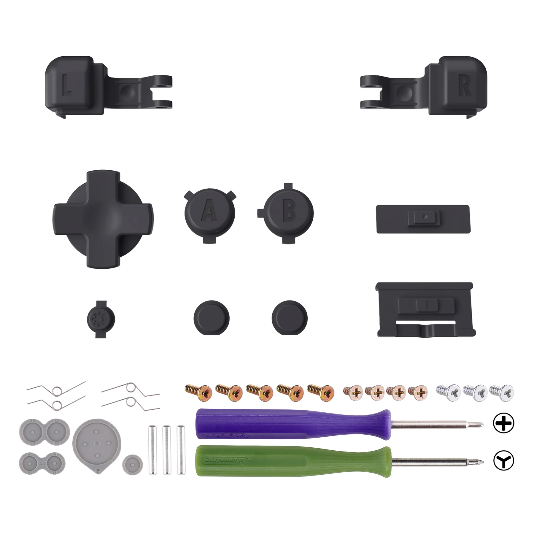 eXtremeRate Custom Replacement Full Set Buttons for Gameboy Advance SP GBA SP Console - Dark Gray - Image 2