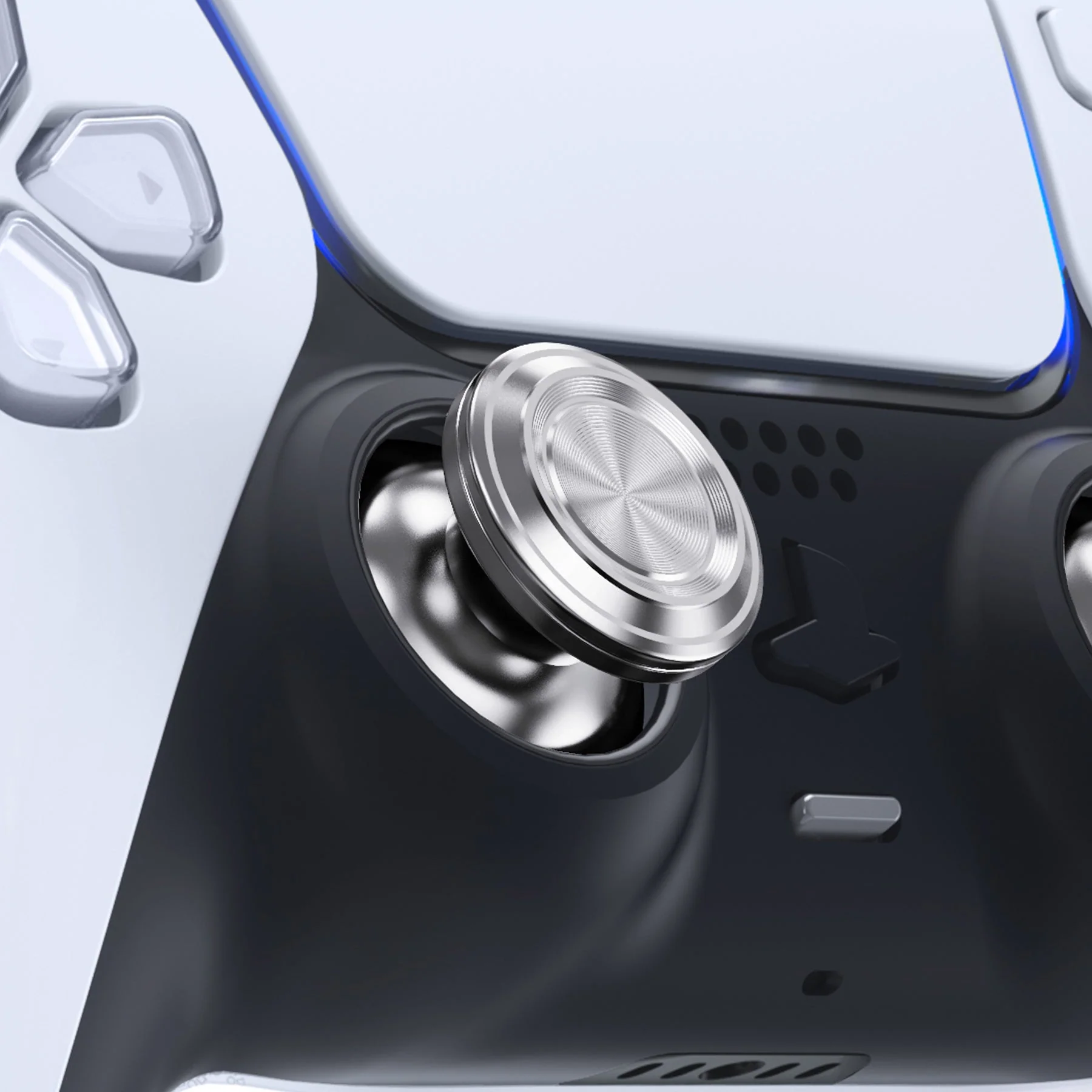 eXtremeRate Replacement Aluminum Metal Thumbsticks Compatible with PS5 & PS4 Controller - Silver - Image 4