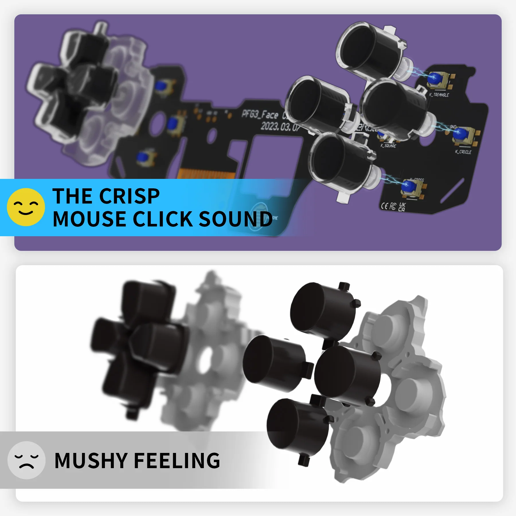 eXtremeRate Custom Tactile Dpad & Action Buttons Face Clicky Kit for PS5 Controller BDM-030 - Image 8