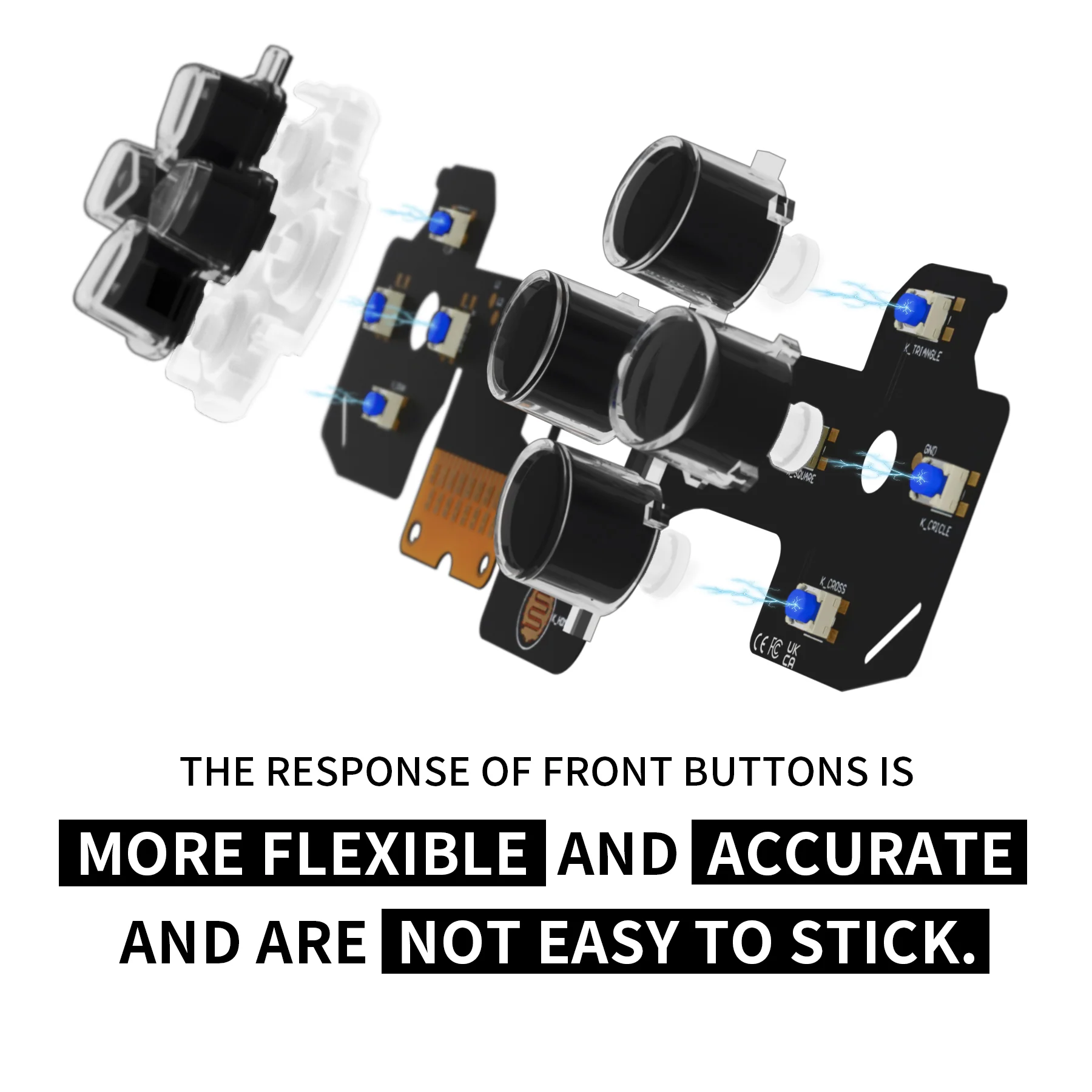 eXtremeRate Custom Tactile Dpad & Action Buttons Face Clicky Kit for PS5 Controller BDM-030 - Image 9
