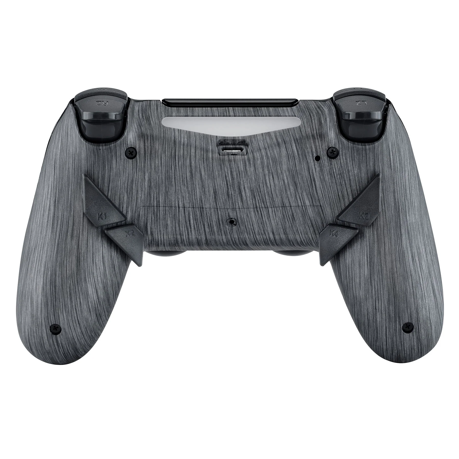 eXtremeRate Dawn Remappable Remap Kit with Redesigned Back Shell & 4 Back Buttons for PS4 Controller JDM 040/050/055 - Brushed Silver Patterned - Image 4