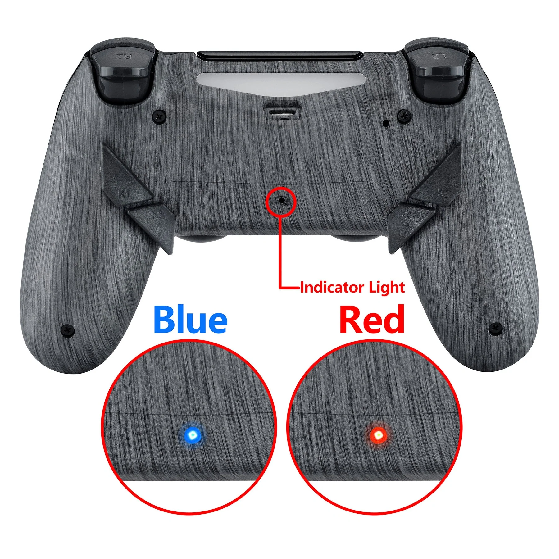 eXtremeRate Dawn Remappable Remap Kit with Redesigned Back Shell & 4 Back Buttons for PS4 Controller JDM 040/050/055 - Brushed Silver Patterned - Image 7