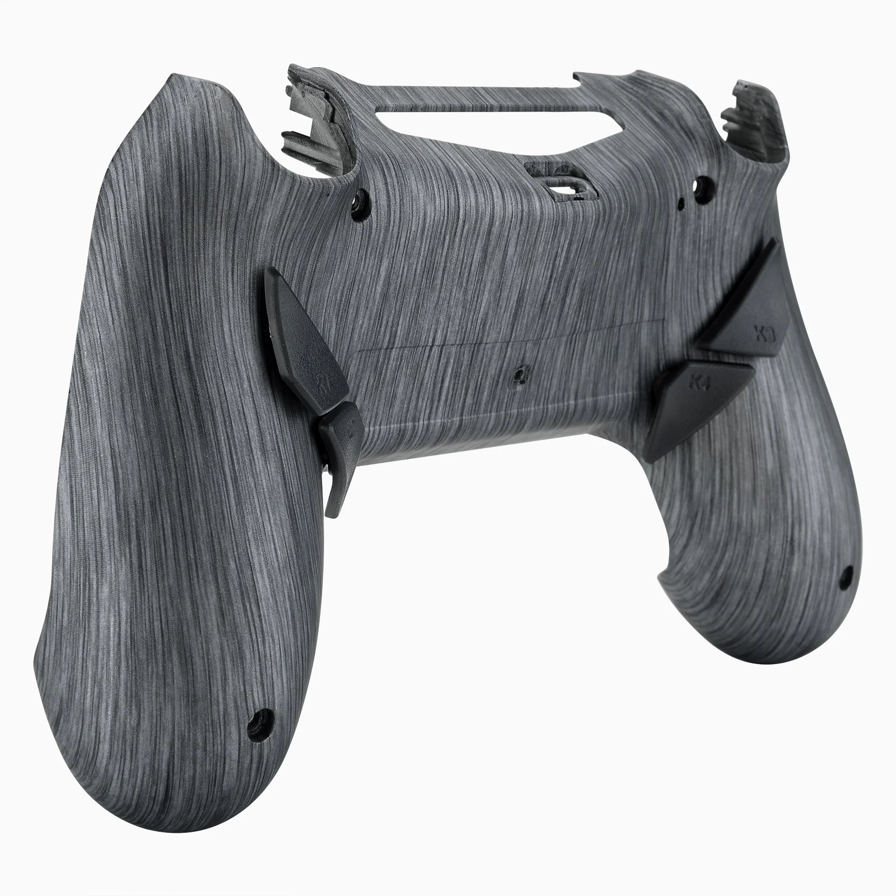 eXtremeRate Dawn Remappable Remap Kit with Redesigned Back Shell & 4 Back Buttons for PS4 Controller JDM 040/050/055 - Brushed Silver Patterned - Image 8