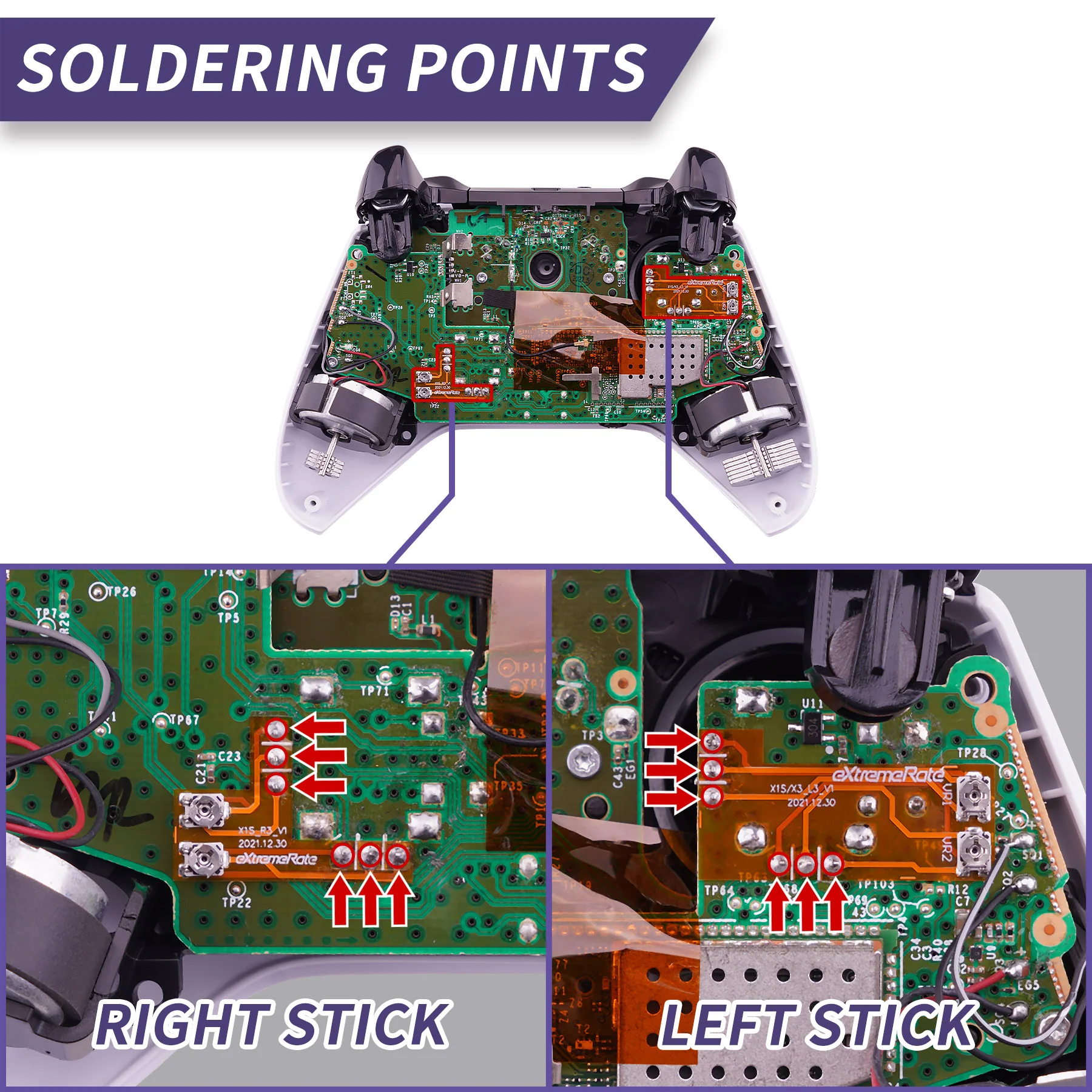 eXtremeRate Drifix Thumbsticks Drift Fix Repair Kit for Xbox One S & X Controller (Model 1708), Custom Analog Stick Joystick Regulator Circuit Board for Xbox One S/X Controller - X1MD002 - Image 6