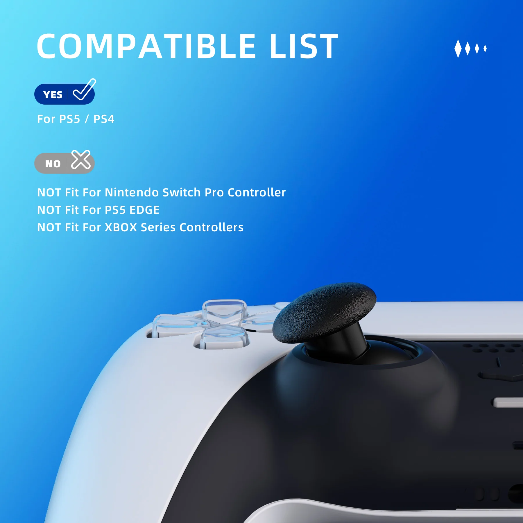 eXtremeRate EDGE Sticks Replacement Interchangeable Thumbsticks for PS5 & PS4 All Model Controllers - Black - Image 5