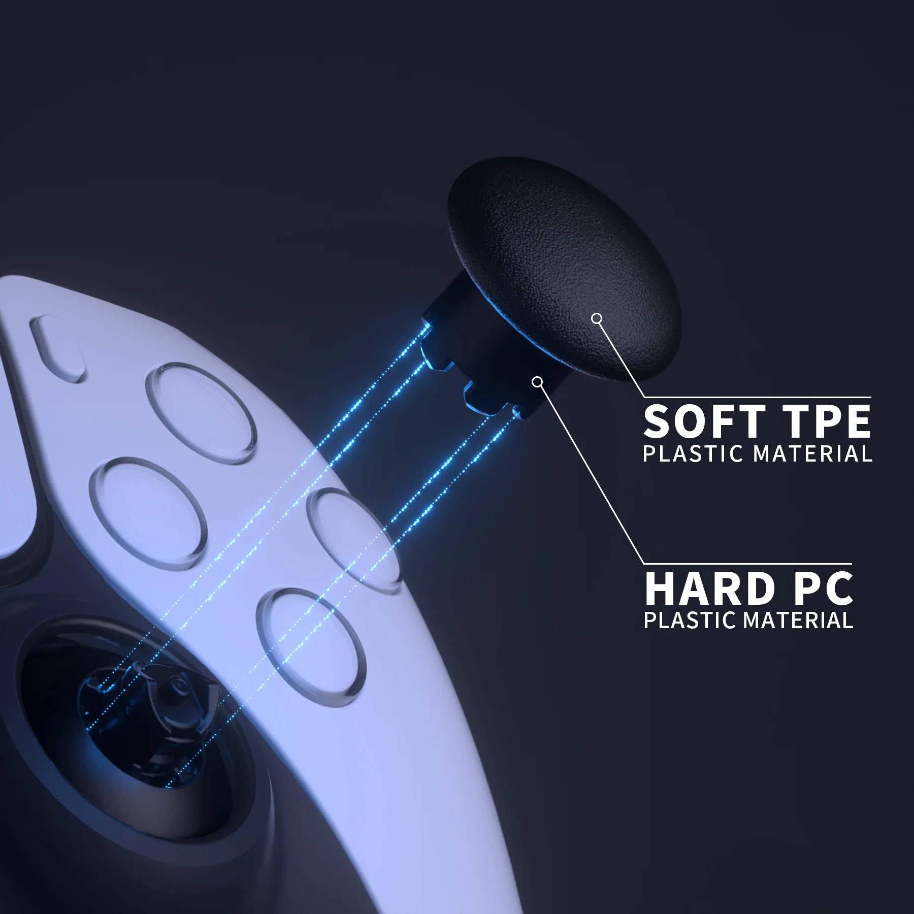eXtremeRate EDGE Sticks Replacement Interchangeable Thumbsticks for PS5 & PS4 All Model Controllers - Black - Image 7