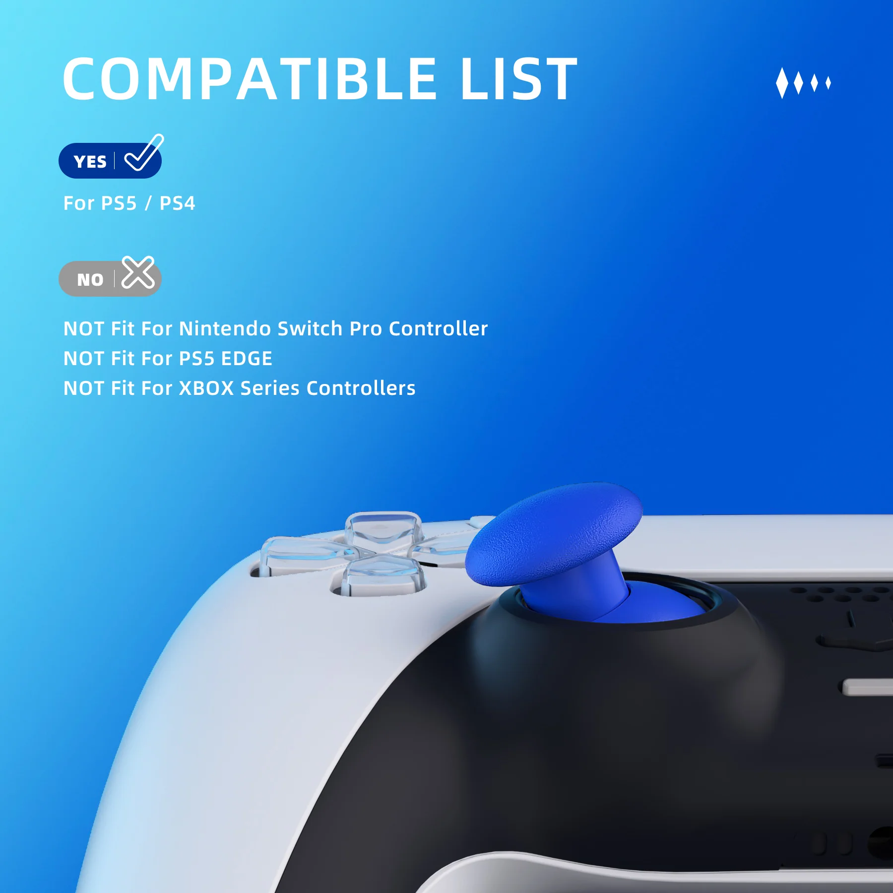 eXtremeRate EDGE Sticks Replacement Interchangeable Thumbsticks for PS5 & PS4 All Model Controllers - Blue - Image 5
