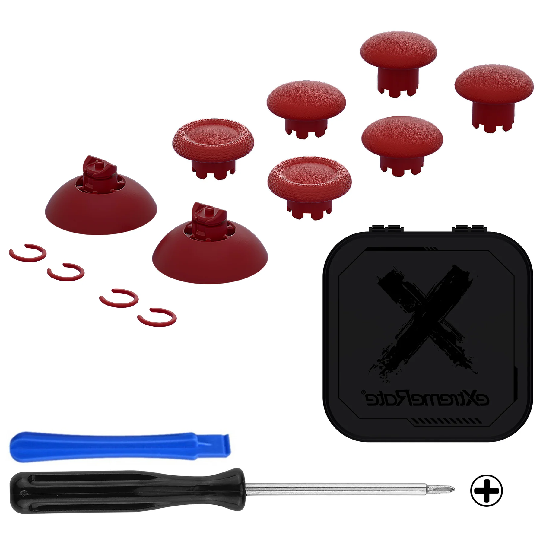 eXtremeRate EDGE Sticks Replacement Interchangeable Thumbsticks for PS5 & PS4 All Model Controllers - Carmine Red - Image 2