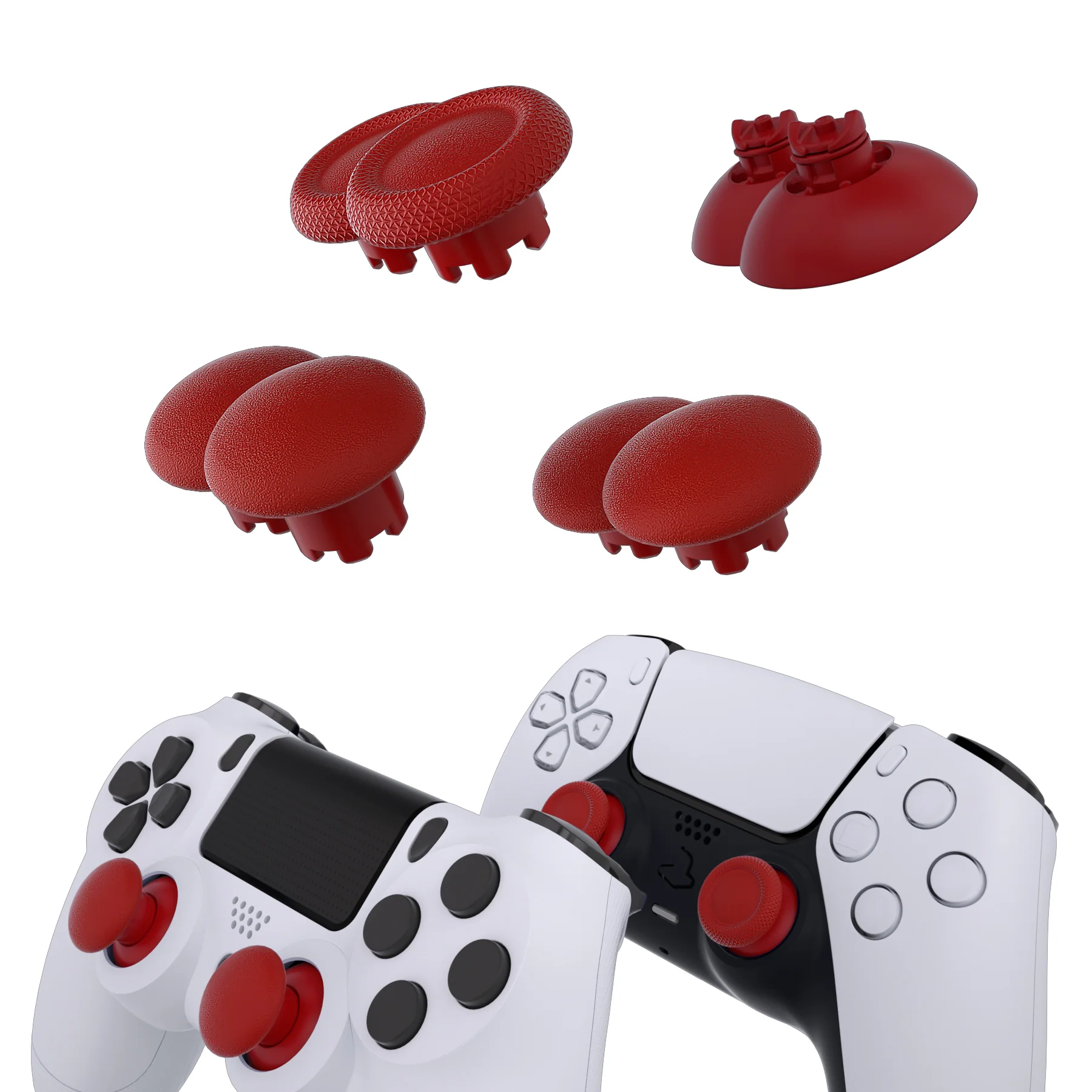 eXtremeRate EDGE Sticks Replacement Interchangeable Thumbsticks for PS5 & PS4 All Model Controllers - Carmine Red - Image 4
