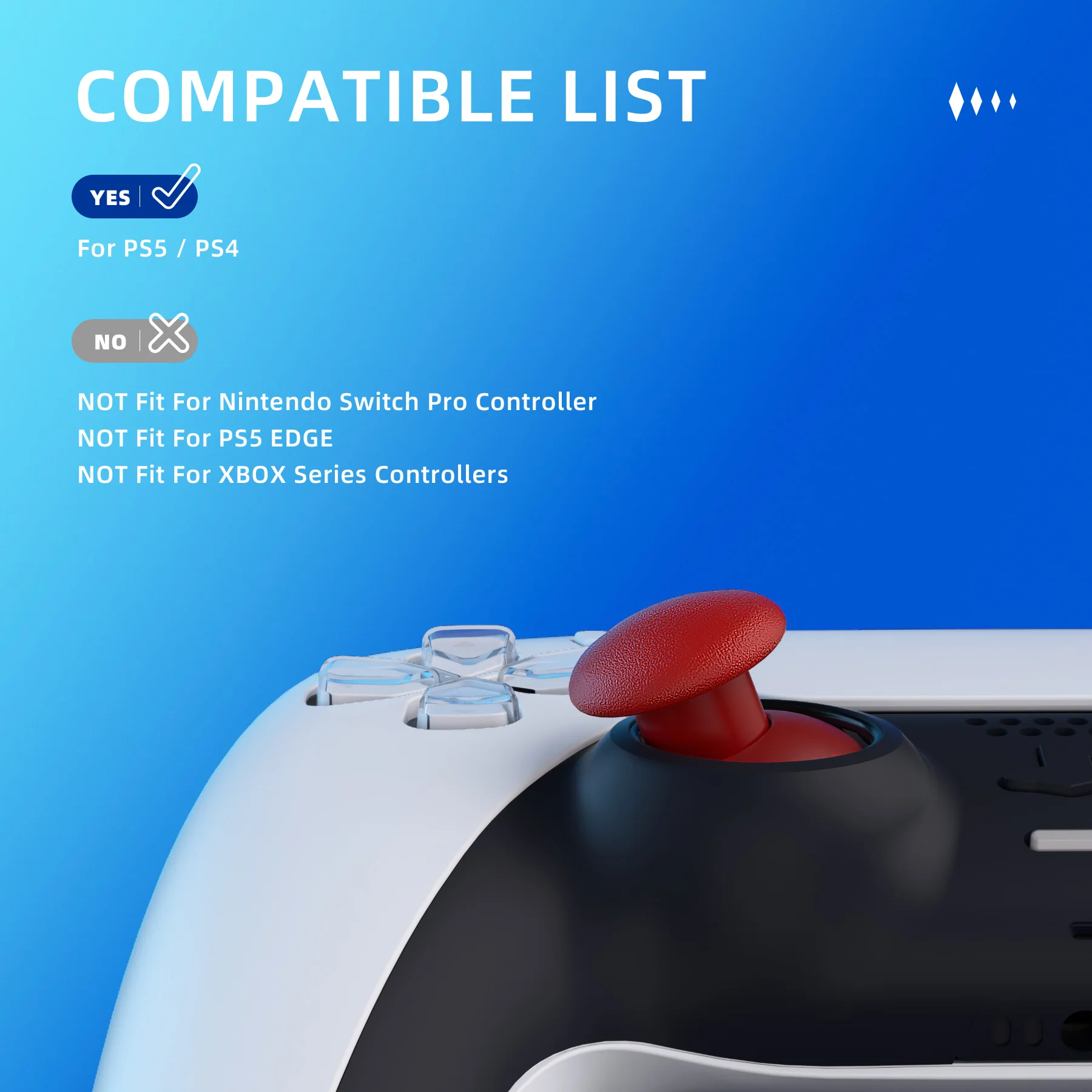 eXtremeRate EDGE Sticks Replacement Interchangeable Thumbsticks for PS5 & PS4 All Model Controllers - Carmine Red - Image 5