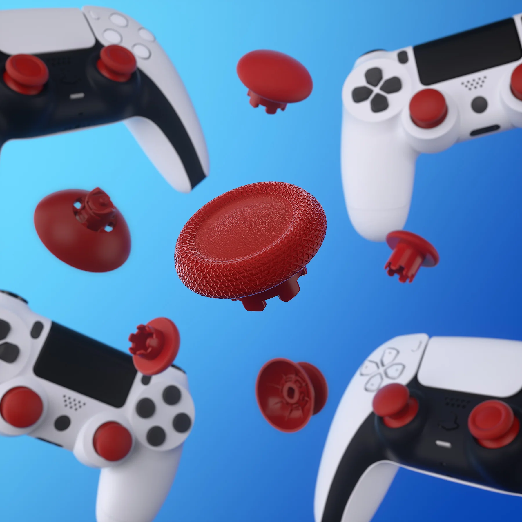 eXtremeRate EDGE Sticks Replacement Interchangeable Thumbsticks for PS5 & PS4 All Model Controllers - Carmine Red - Image 8