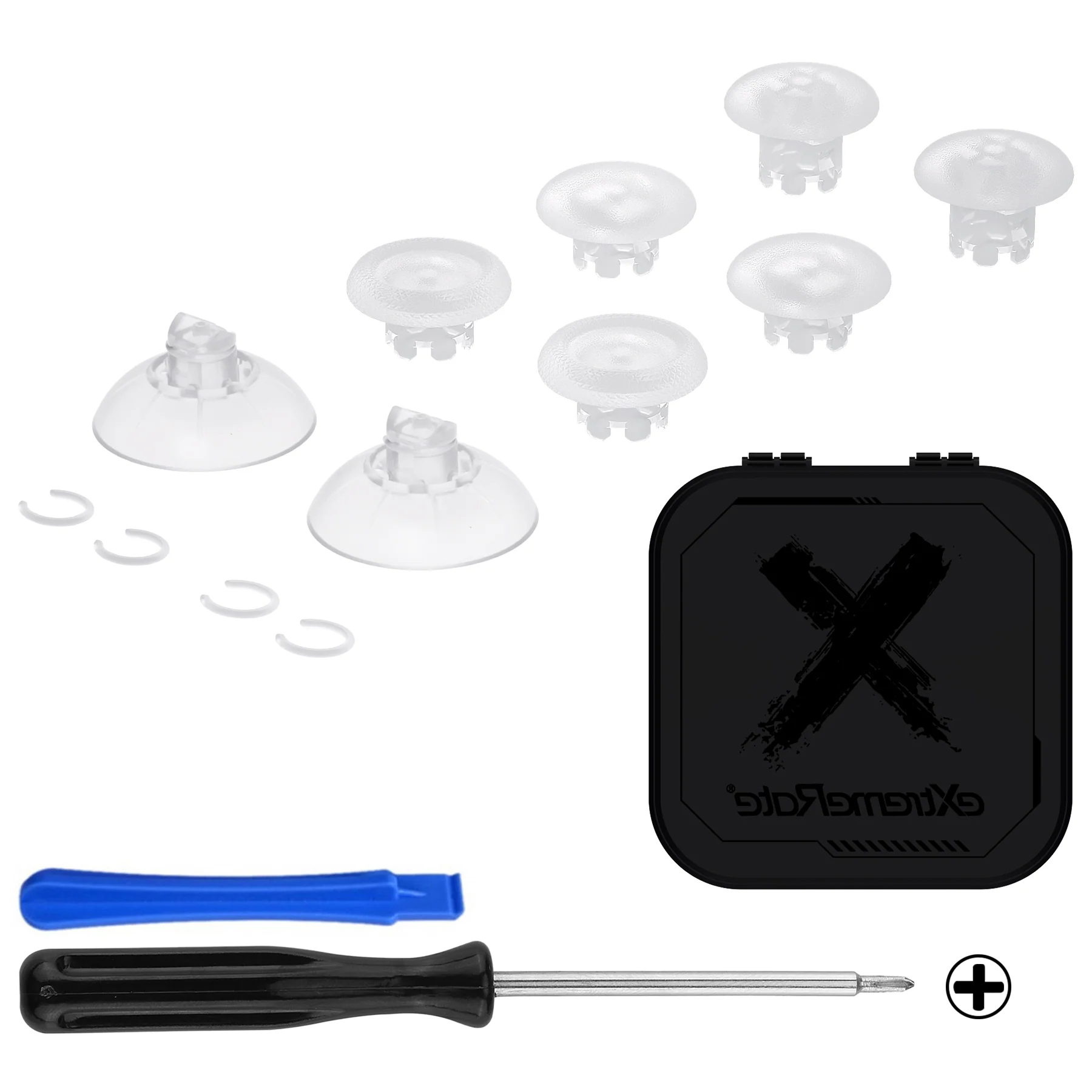 eXtremeRate EDGE Sticks Replacement Interchangeable Thumbsticks for PS5 & PS4 All Model Controllers - Clear - Image 2