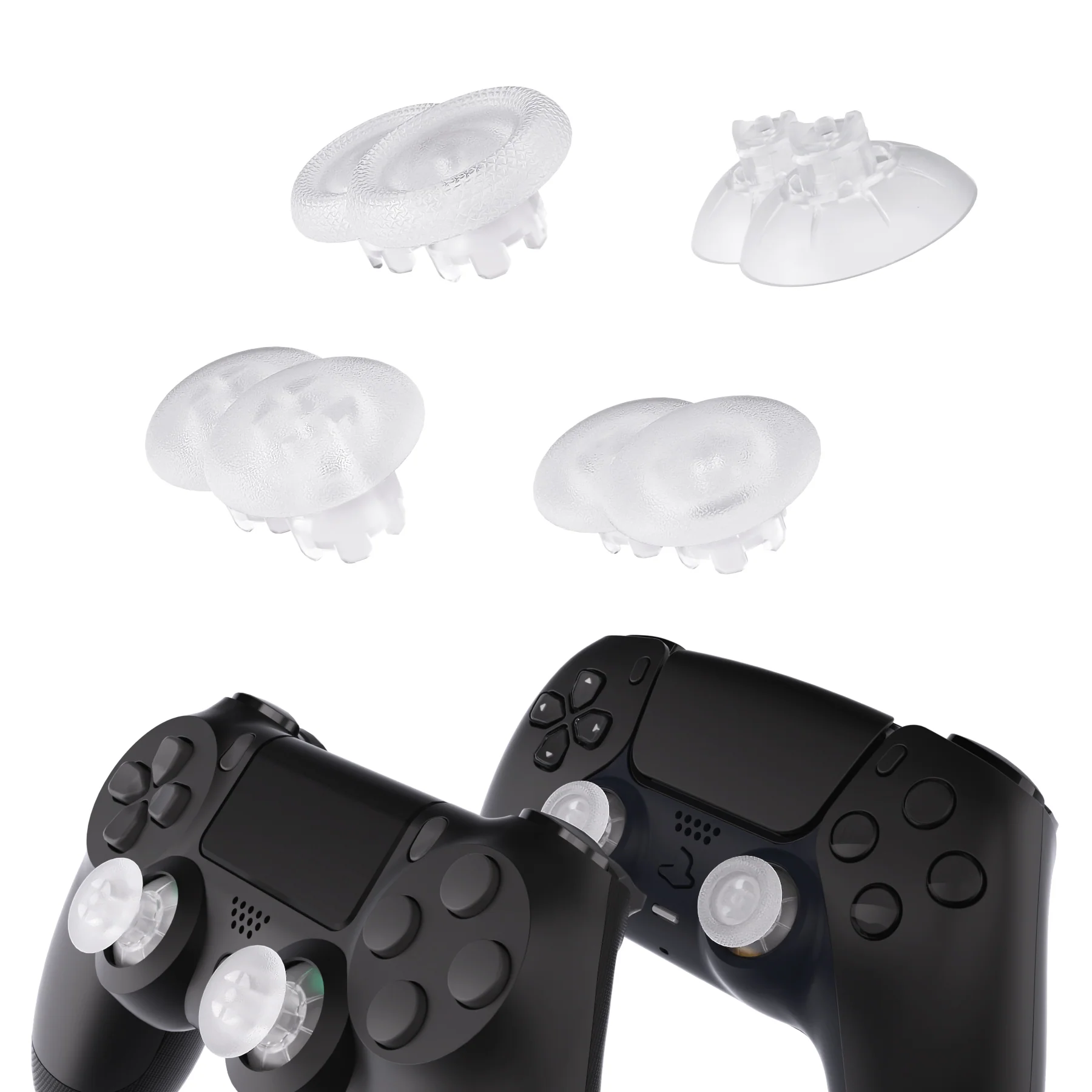 eXtremeRate EDGE Sticks Replacement Interchangeable Thumbsticks for PS5 & PS4 All Model Controllers - Clear - Image 4