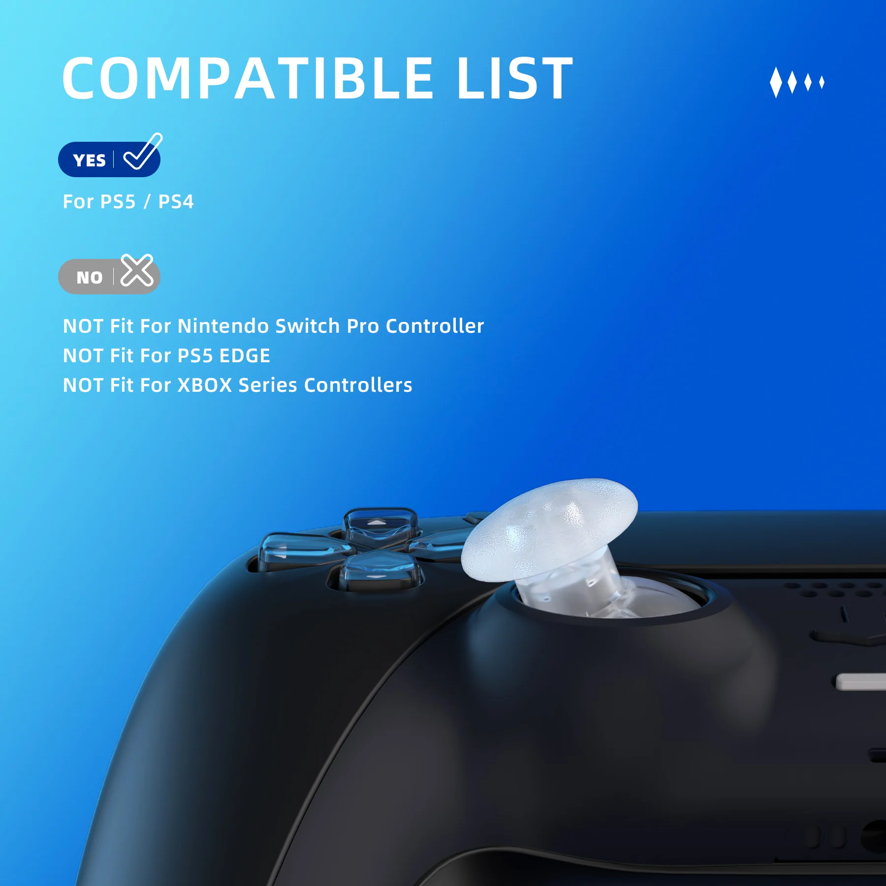eXtremeRate EDGE Sticks Replacement Interchangeable Thumbsticks for PS5 & PS4 All Model Controllers - Clear - Image 5
