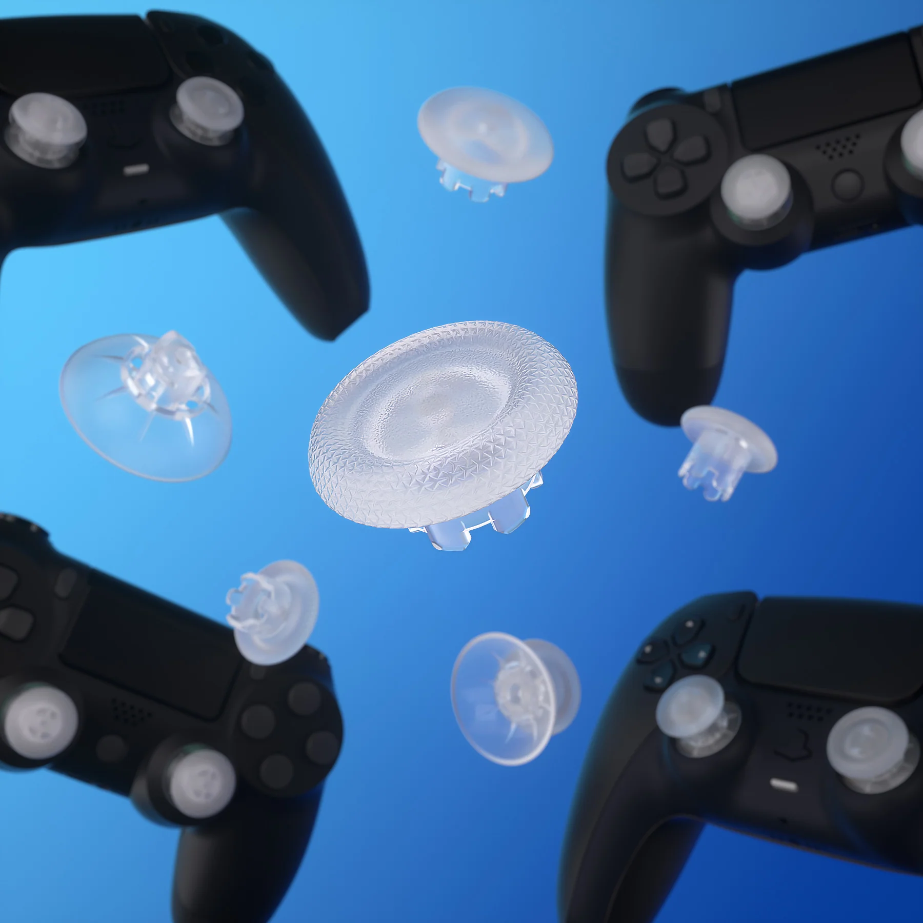 eXtremeRate EDGE Sticks Replacement Interchangeable Thumbsticks for PS5 & PS4 All Model Controllers - Clear - Image 8